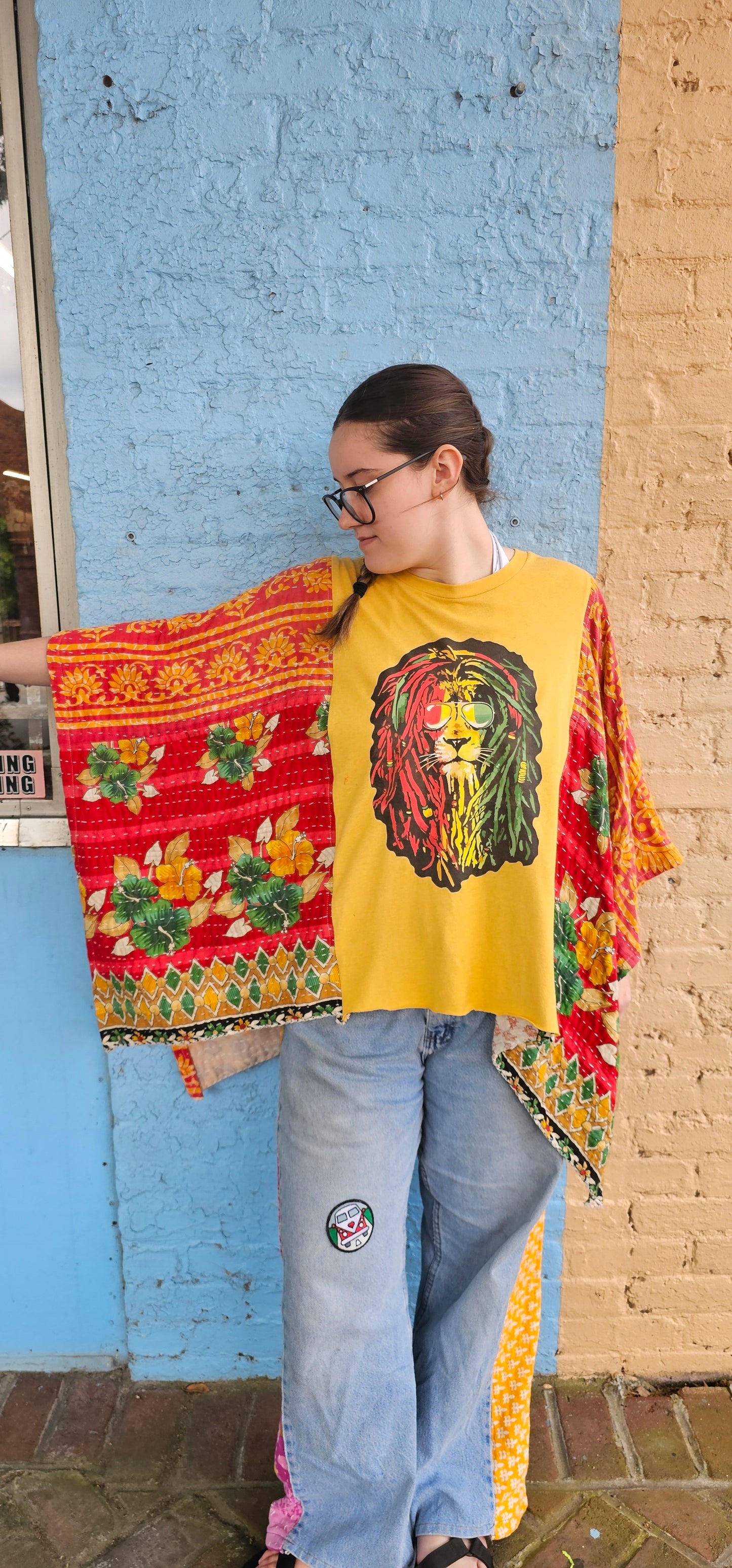 Rasta Lion Kantha Poncho 1130