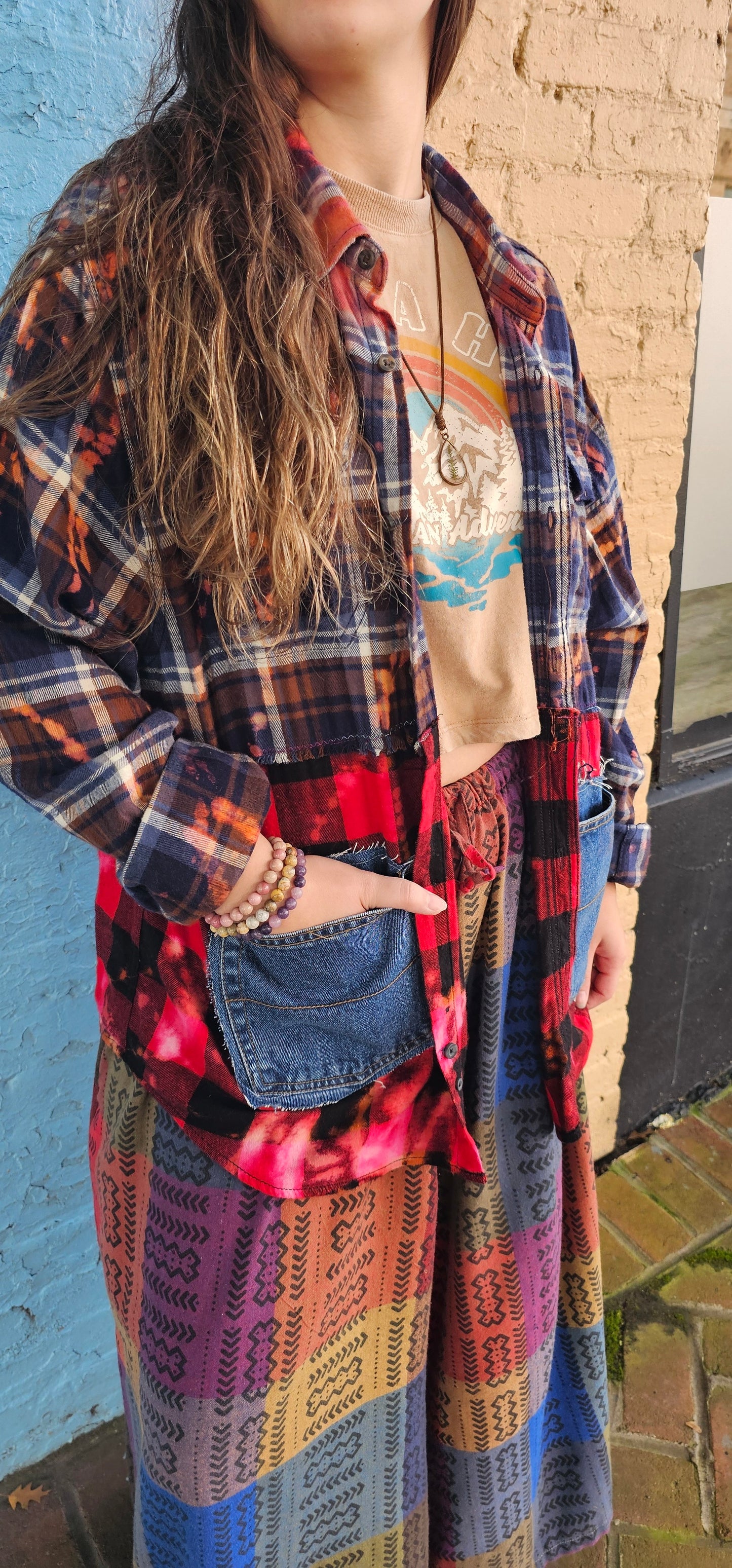 Bleached Split Flannel Shacket size XL 1254