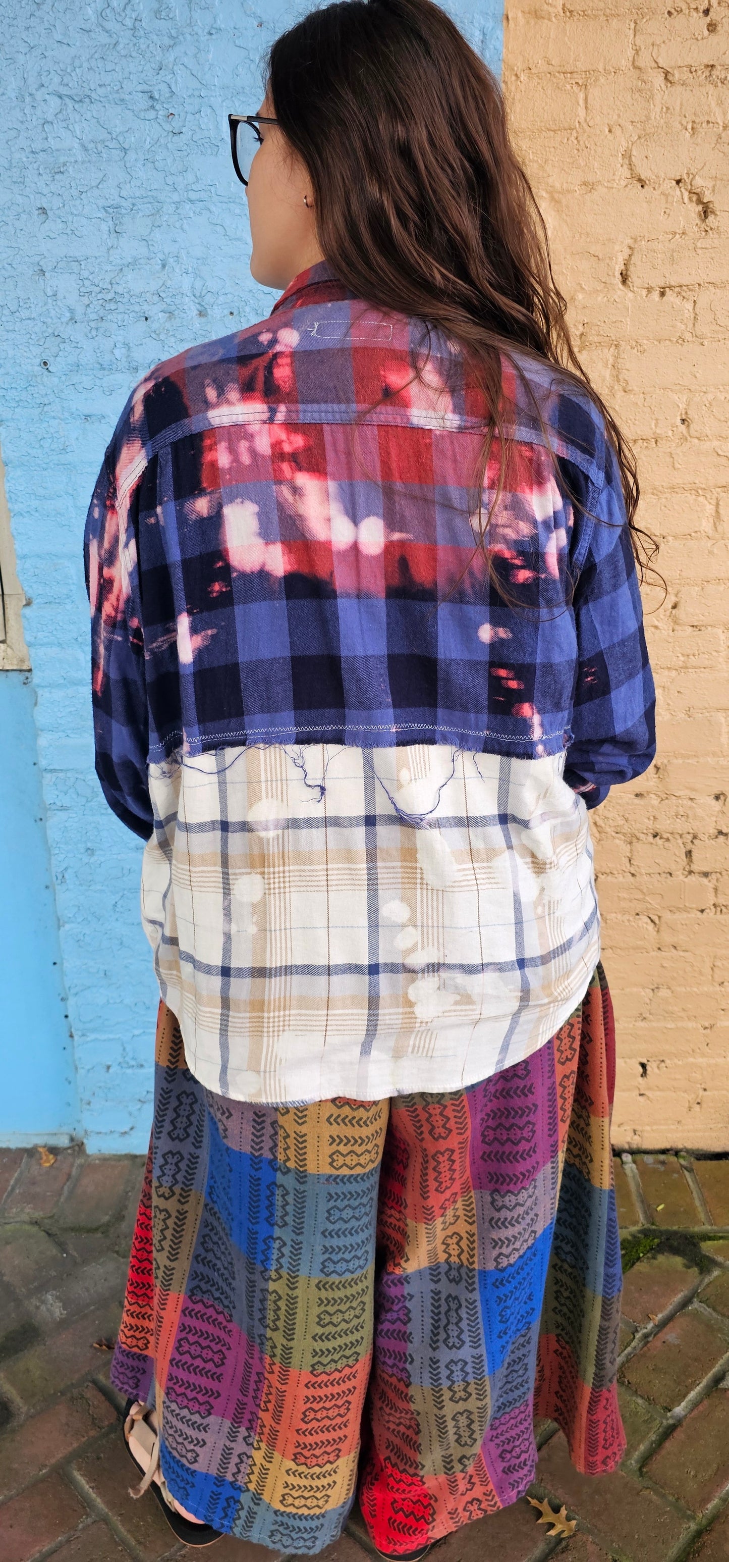 Bleached Split Flannel Shacket size XL 1255