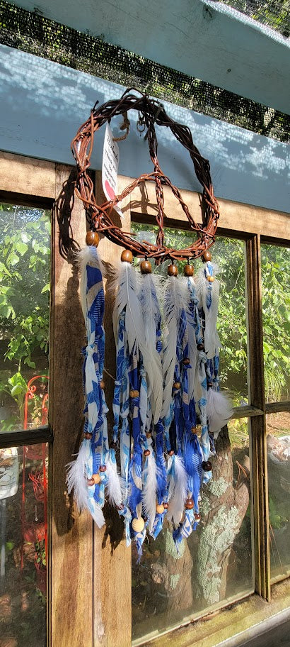 Kantha Peace Sign Wall Hanging Blue Sky