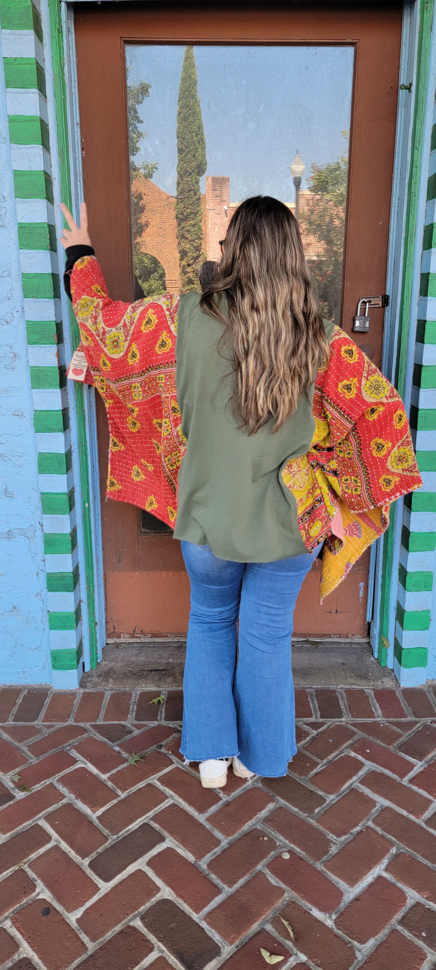 Don't Panic It's Organic Mushroom Kantha Poncho