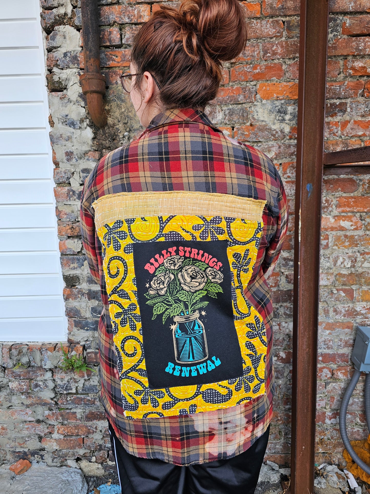 Billy Strings Upcycled Kantha Flannel size XL