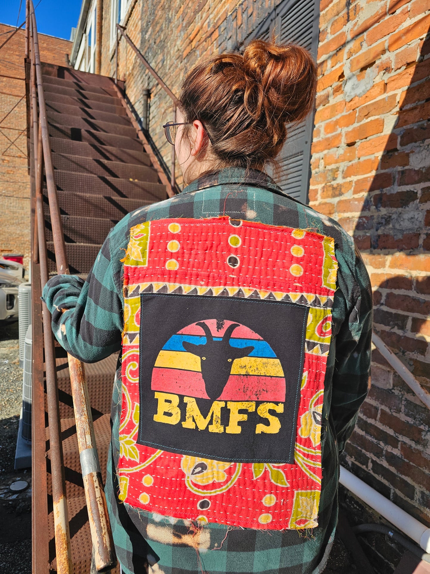 Billy Strings Upcycled Kantha Flannel size XL