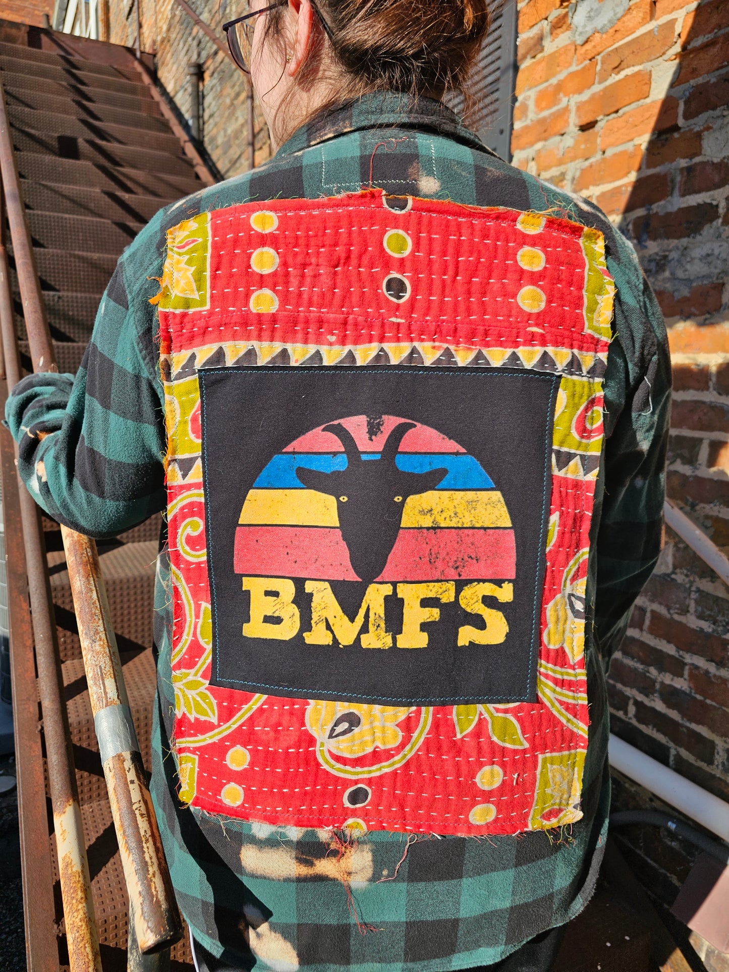 Billy Strings Upcycled Kantha Flannel size XL