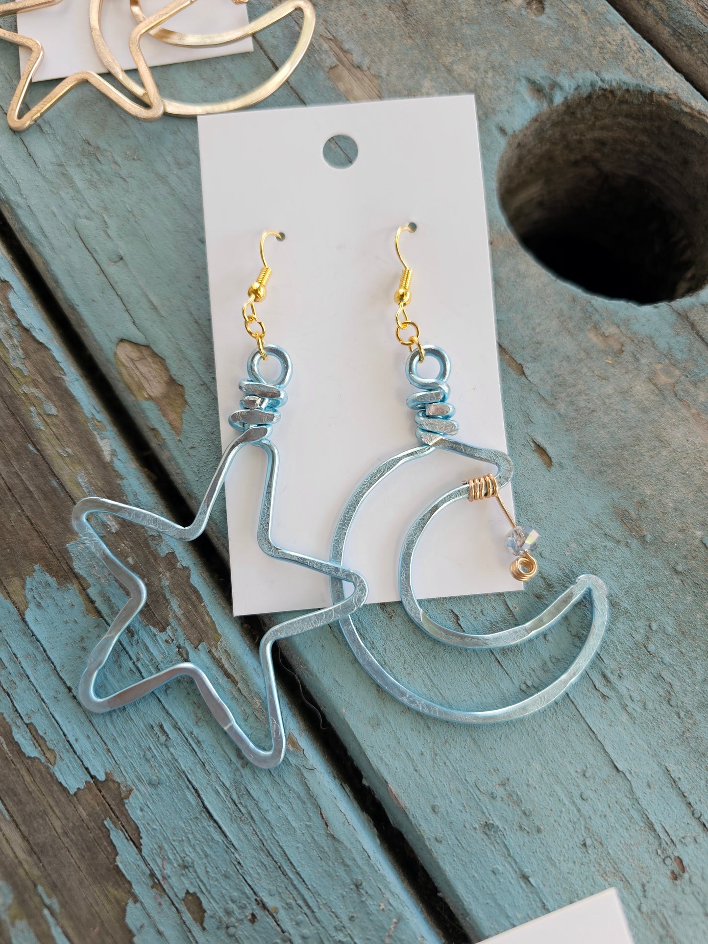Small Moon and Star Dangle Earrings