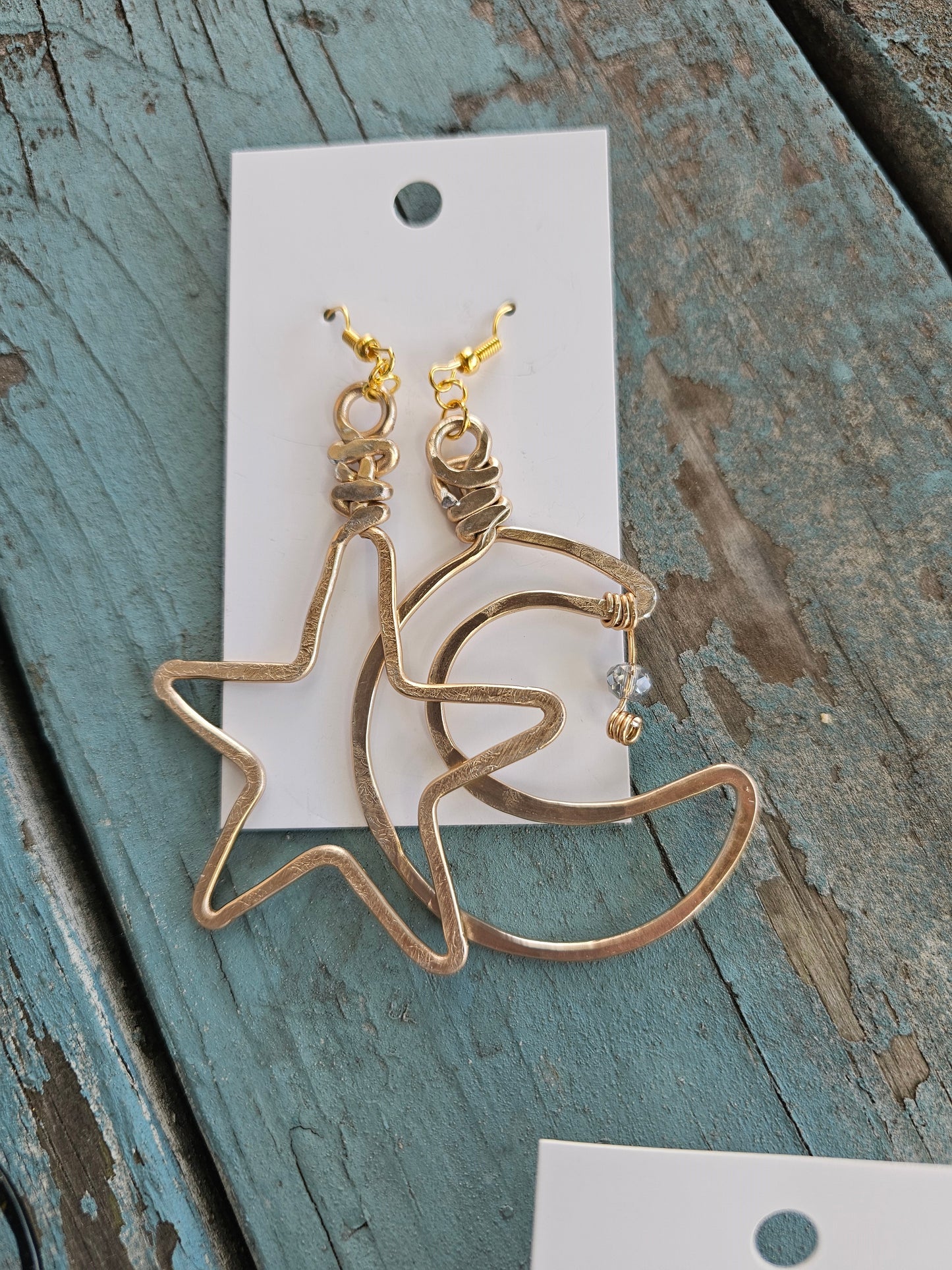 Small Moon and Star Dangle Earrings