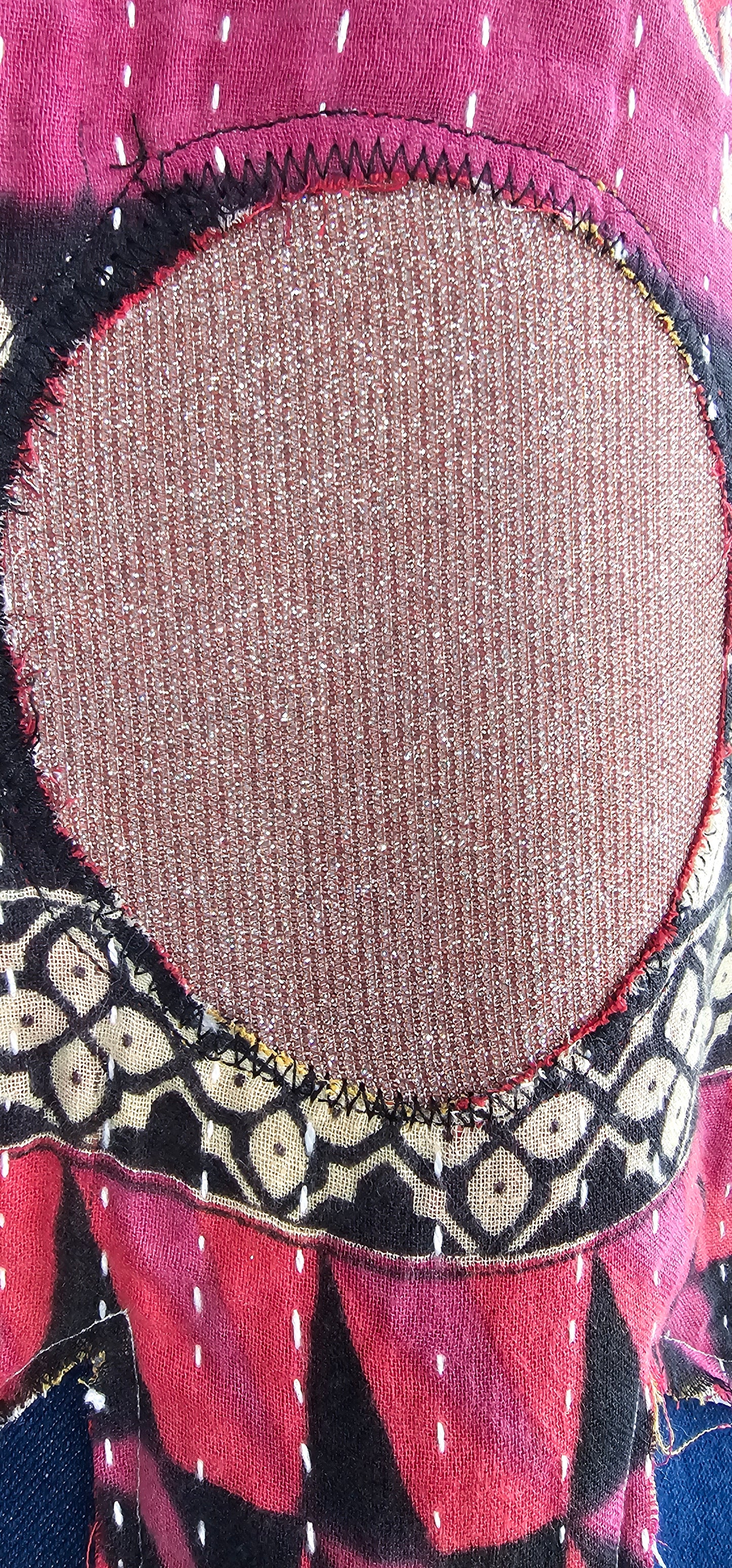 Kantha Glitter Daisy Denim Jacket size Small