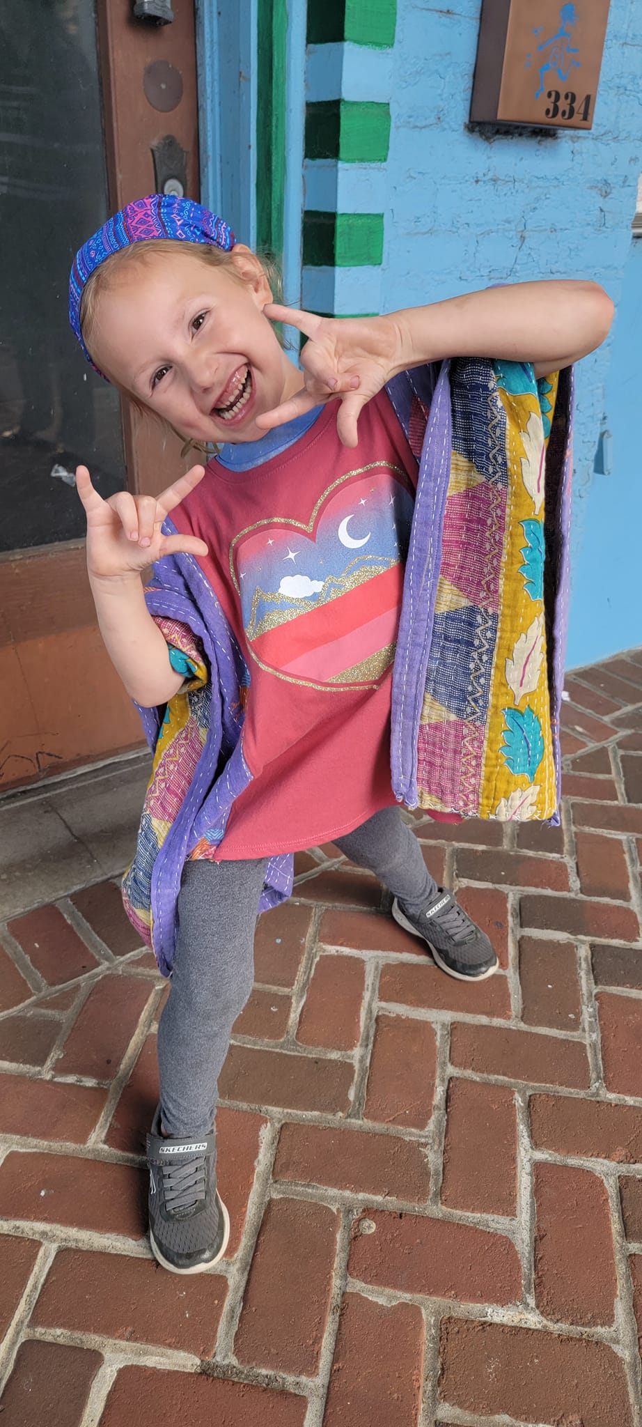 Sparkle Purple Heart Kids Poncho