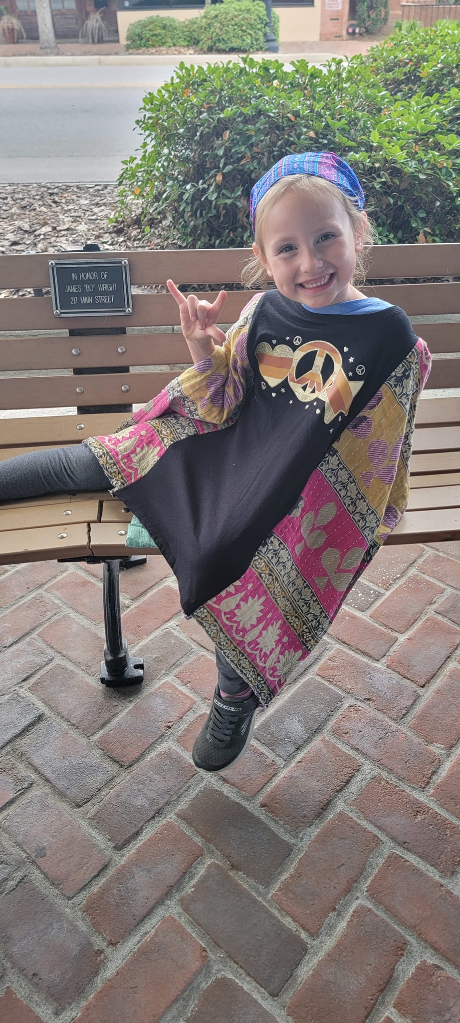 Hearts Peace and Stars Kids Kantha Poncho