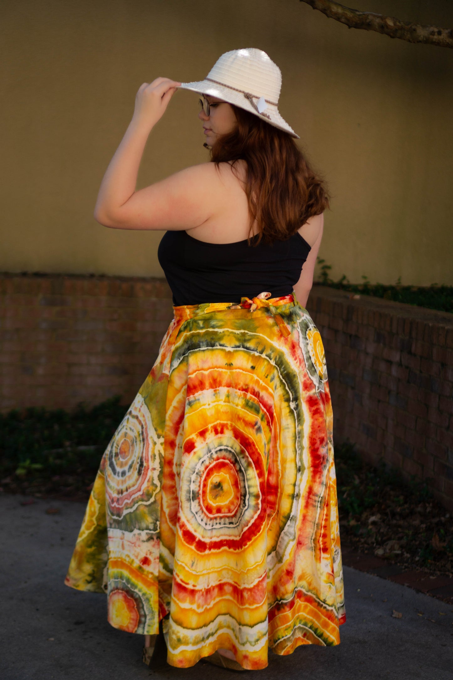 Orange Tie-Dye Wrap Skirt