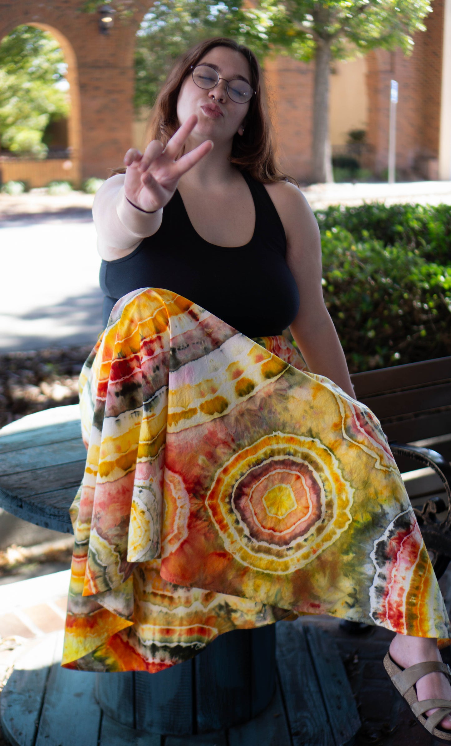 Orange Tie-Dye Wrap Skirt