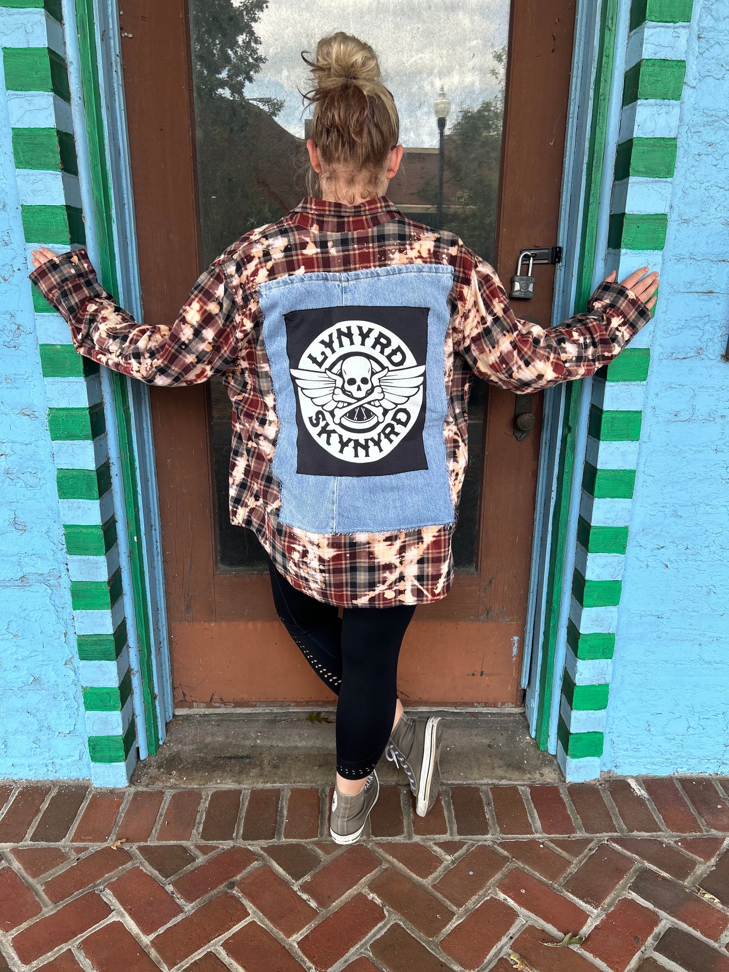 Lynyrd Skynyrd Upcycled Bleached Flannel