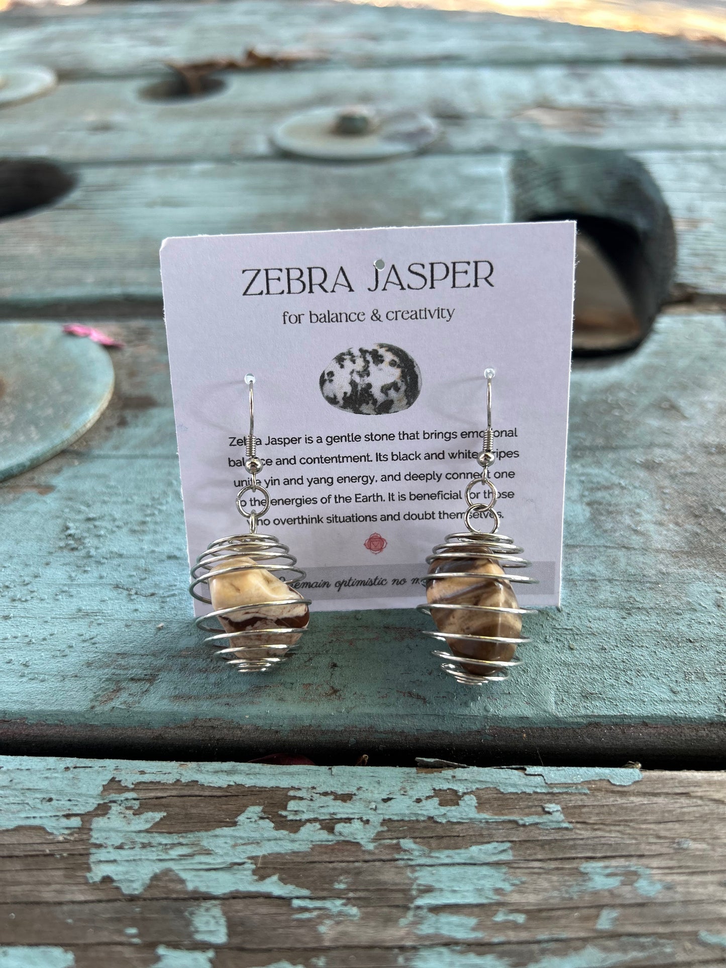 Zebra Jasper Cage Earrings
