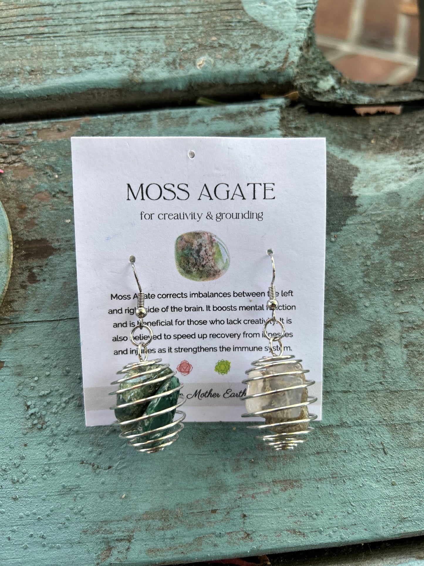 Moss Agate Cage Earrings