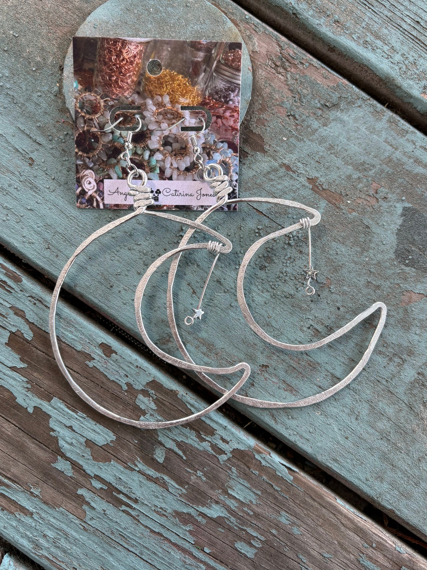 XL Crescent Moon Dangle Earrings