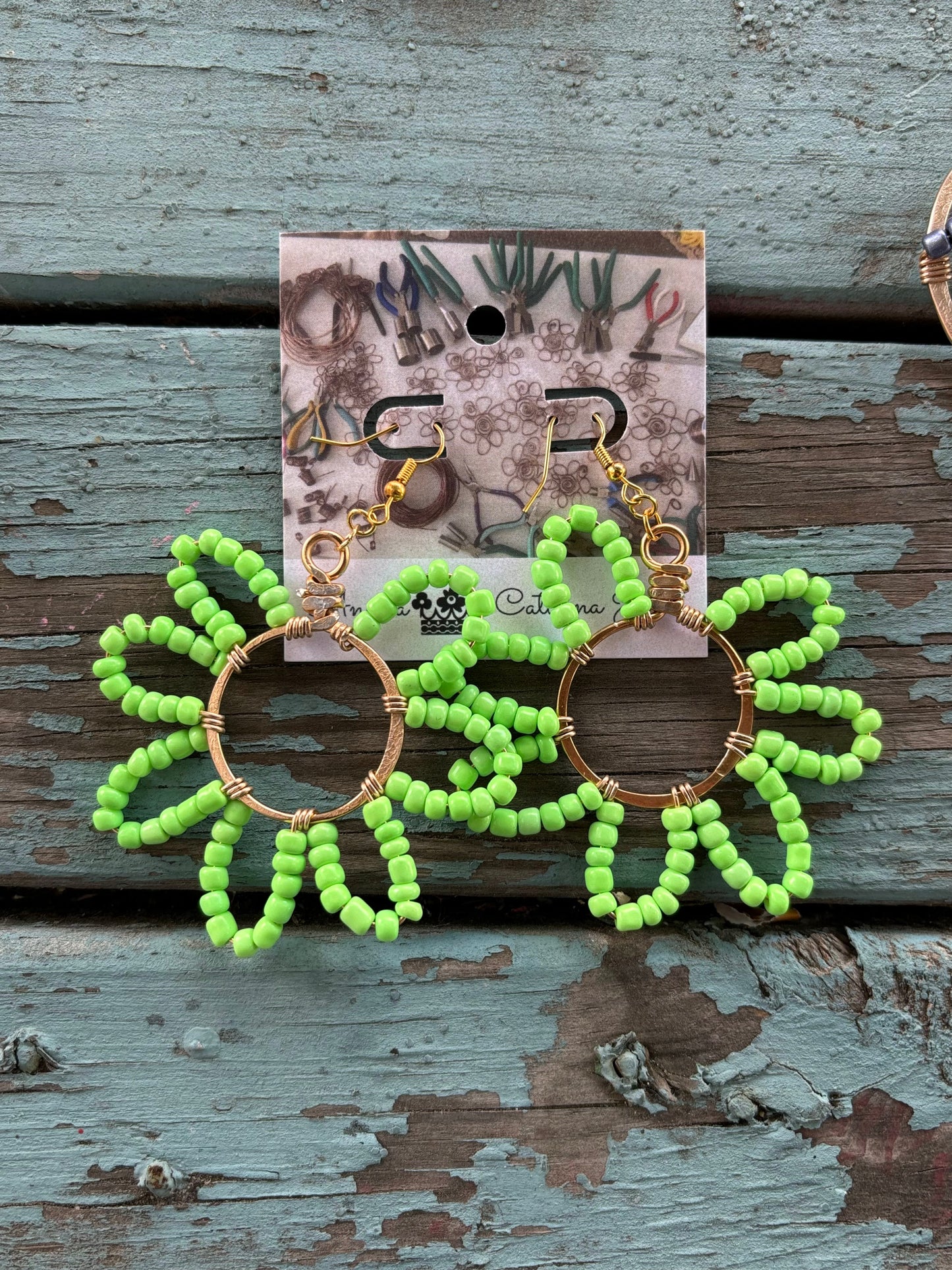 Seed Bead Flower Earrings