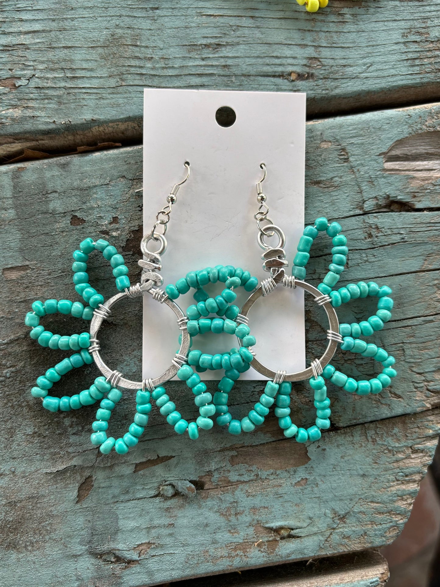 Seed Bead Flower Earrings