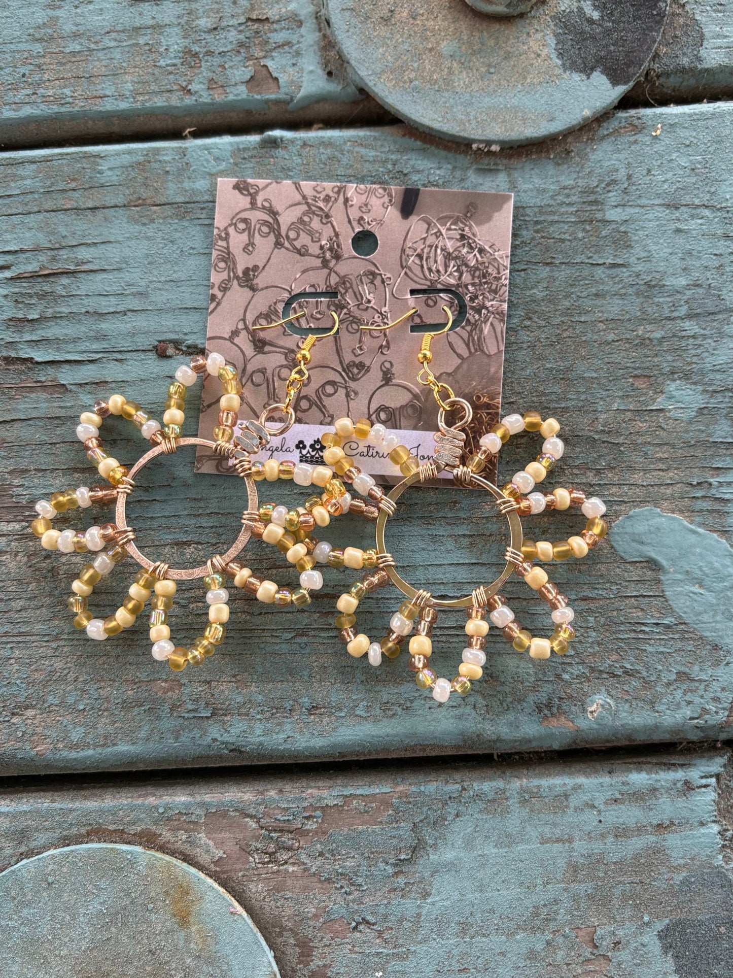 Seed Bead Flower Earrings