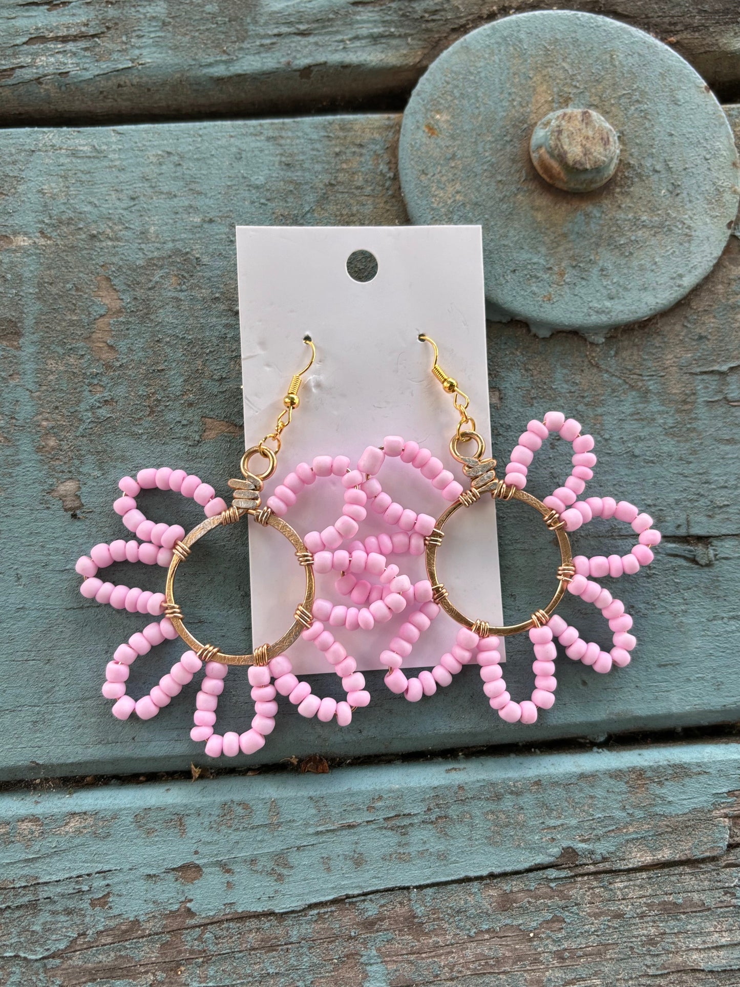 Seed Bead Flower Earrings