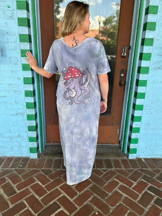 Trippy Mushroom Octopus Tie-Dyed Dress