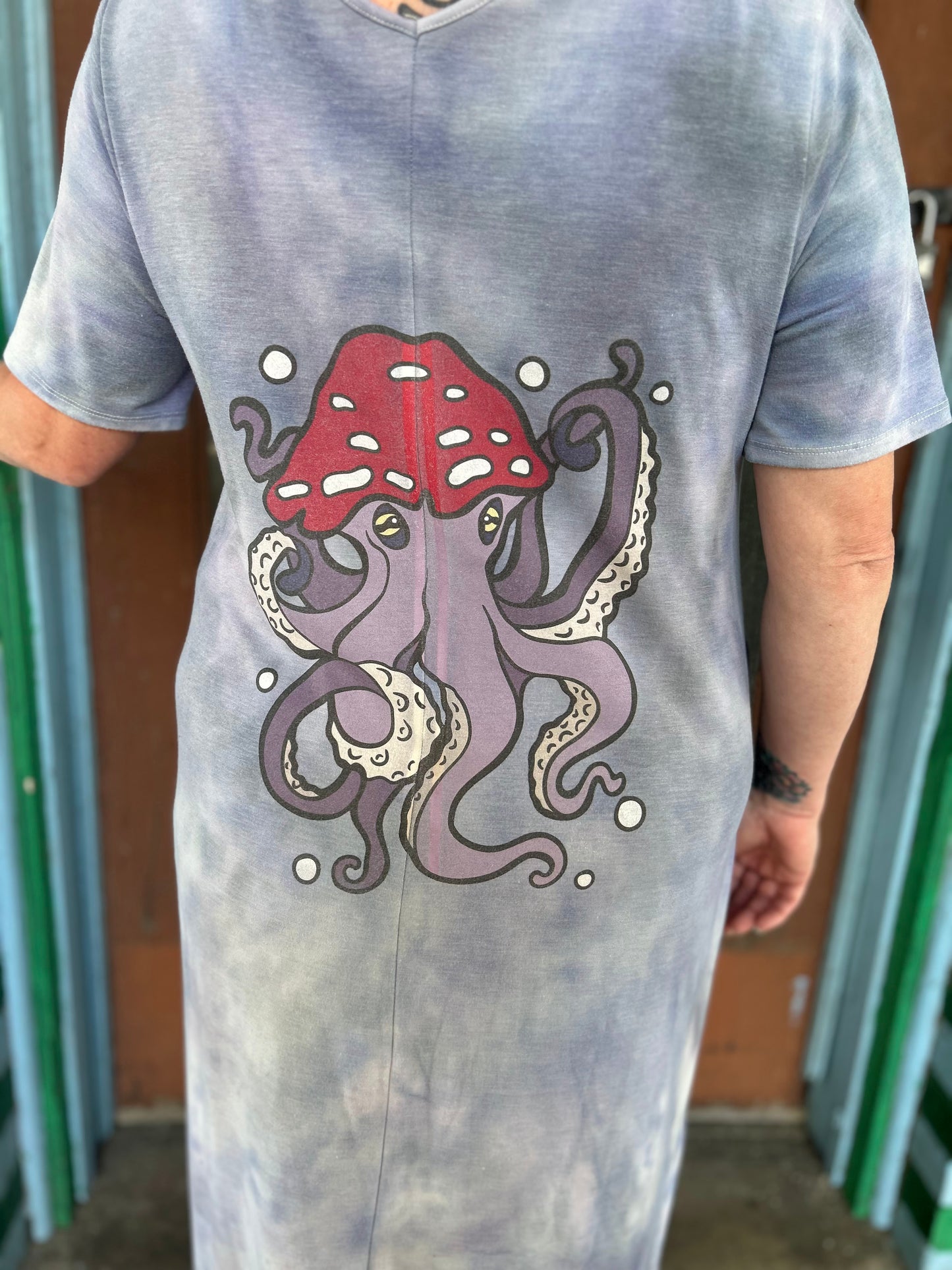 Trippy Mushroom Octopus Tie-Dyed Dress