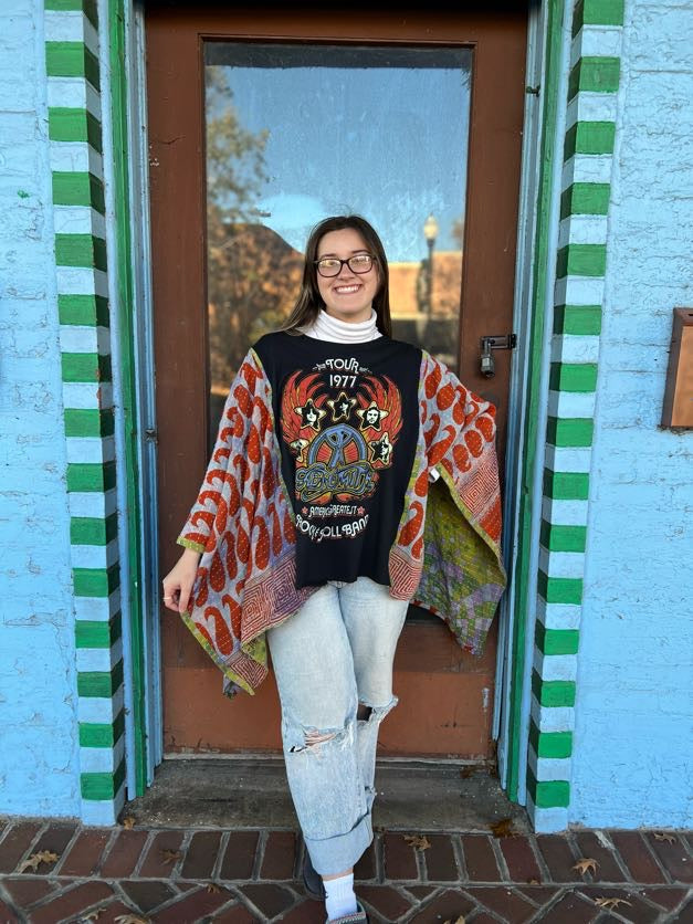 Aerosmith Upcycled Kantha Poncho