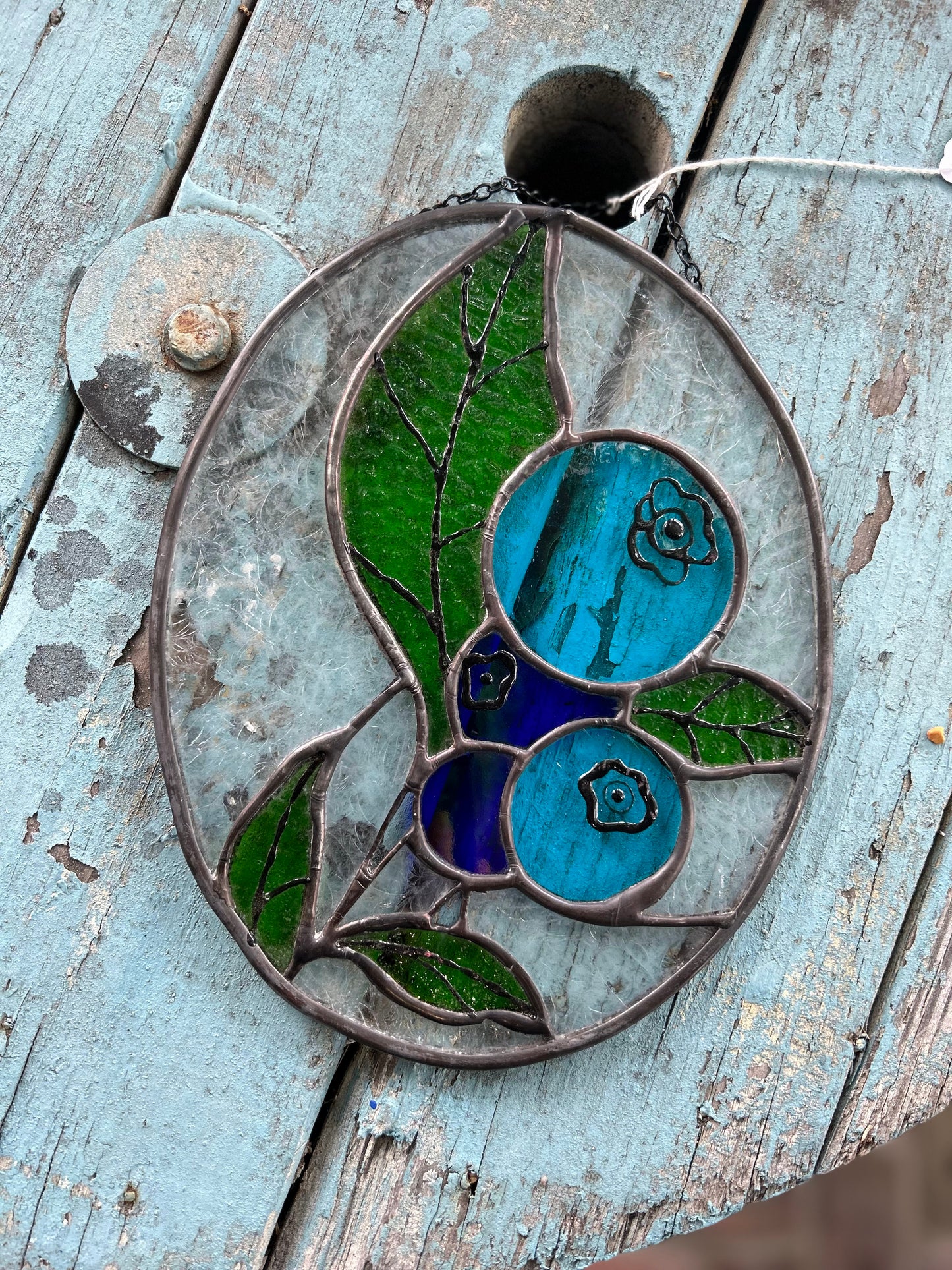 Blueberries Stained Glass Hanging
