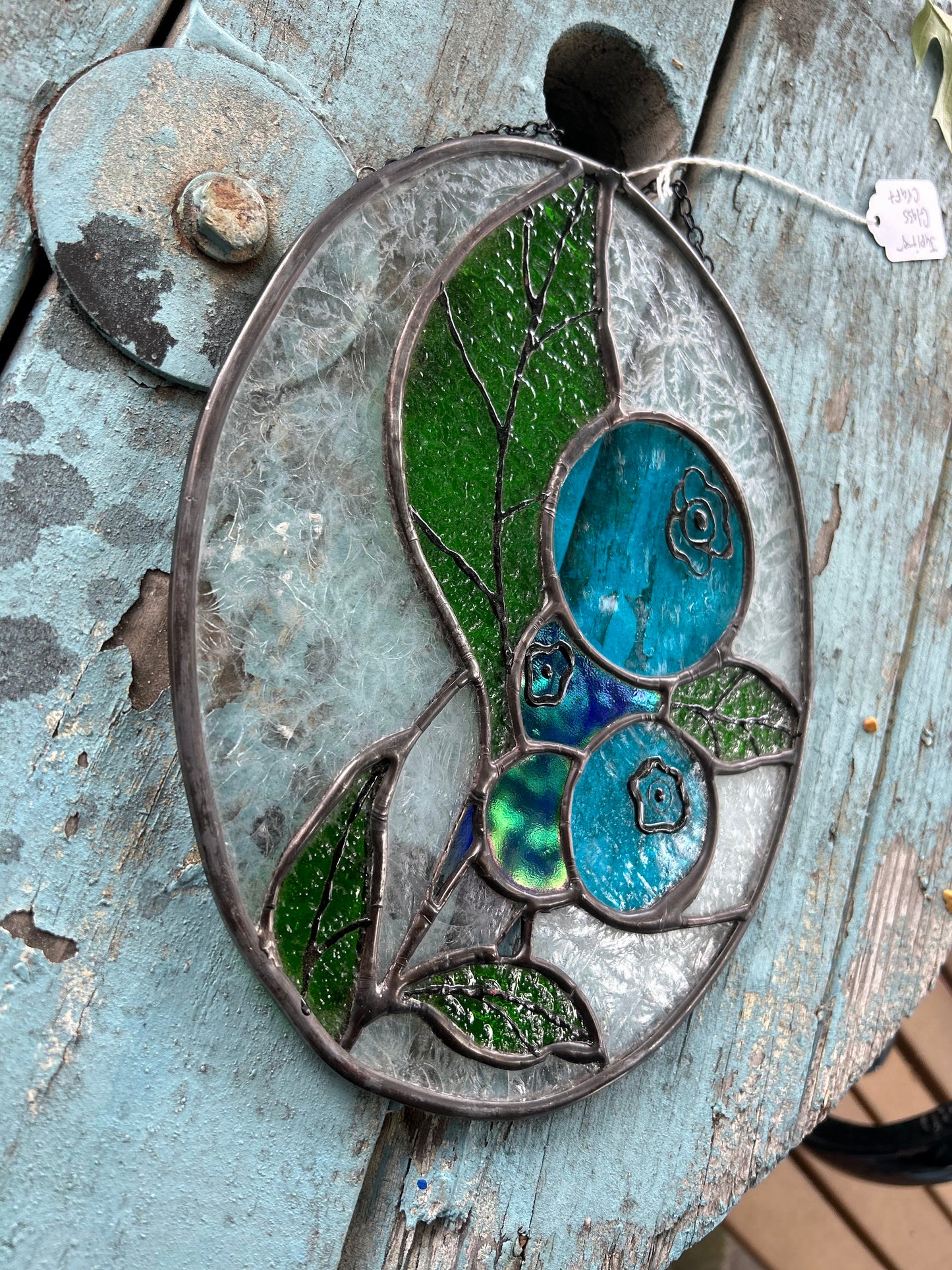 Blueberries Stained Glass Hanging