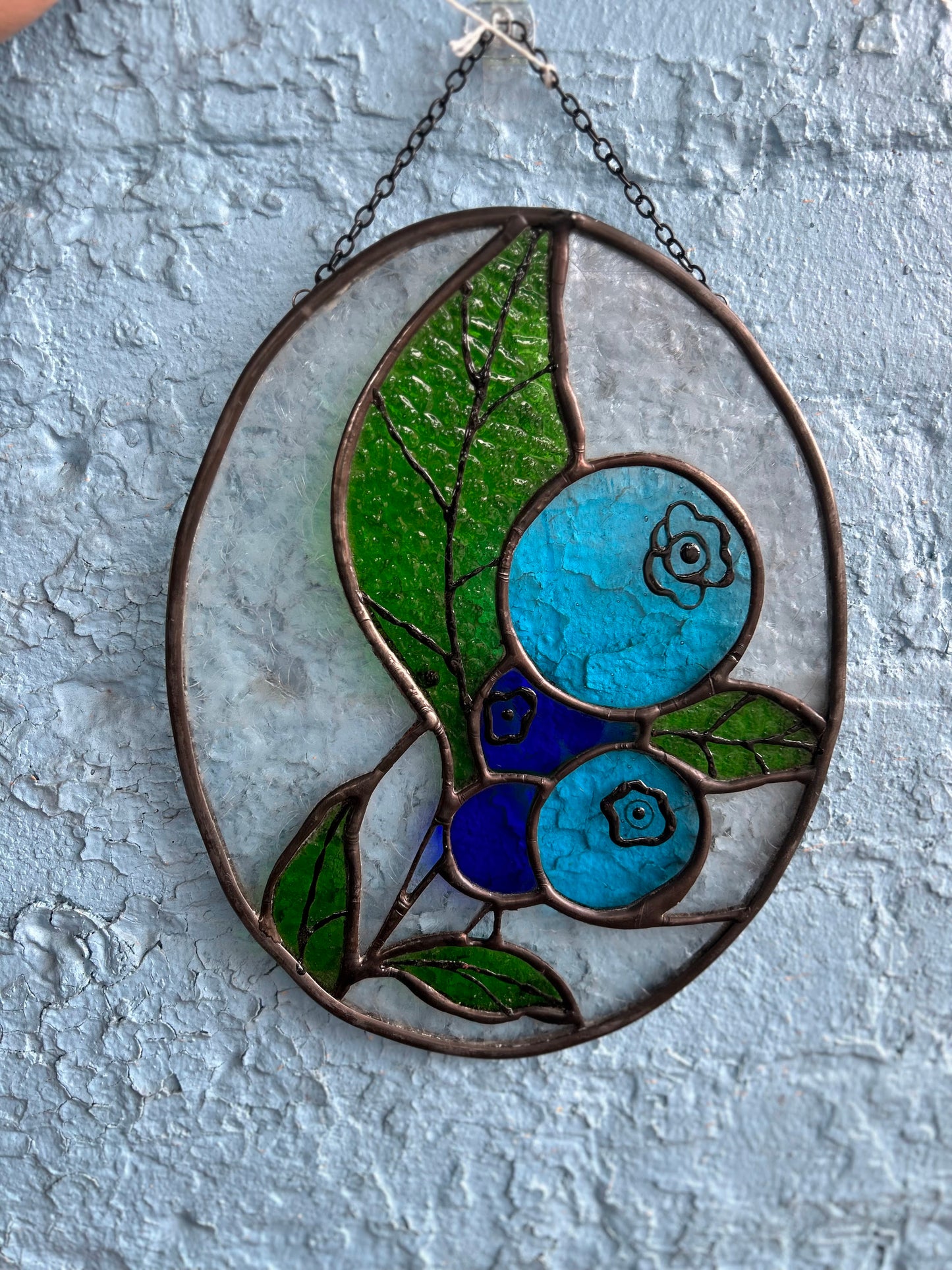 Blueberries Stained Glass Hanging