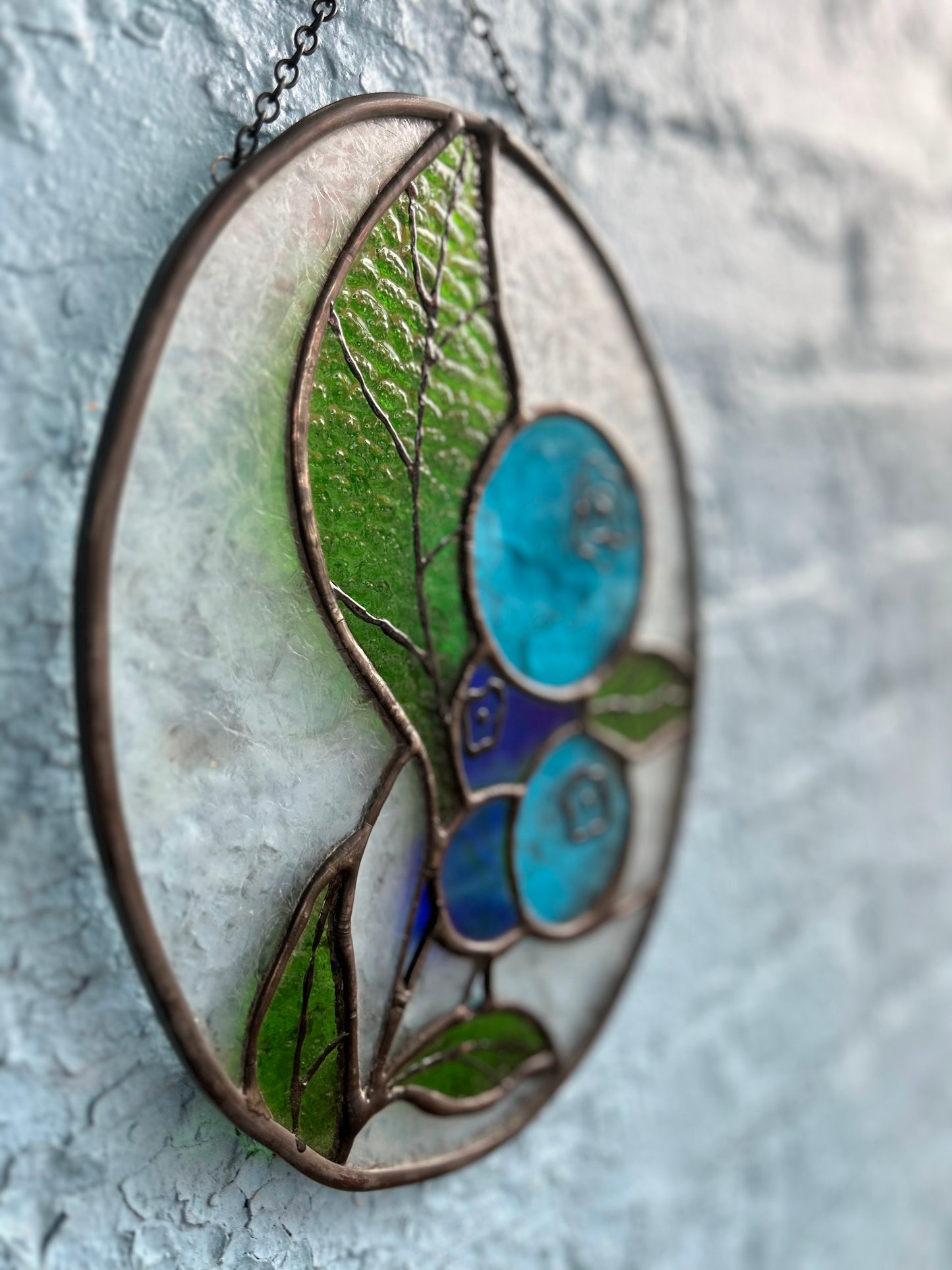 Blueberries Stained Glass Hanging