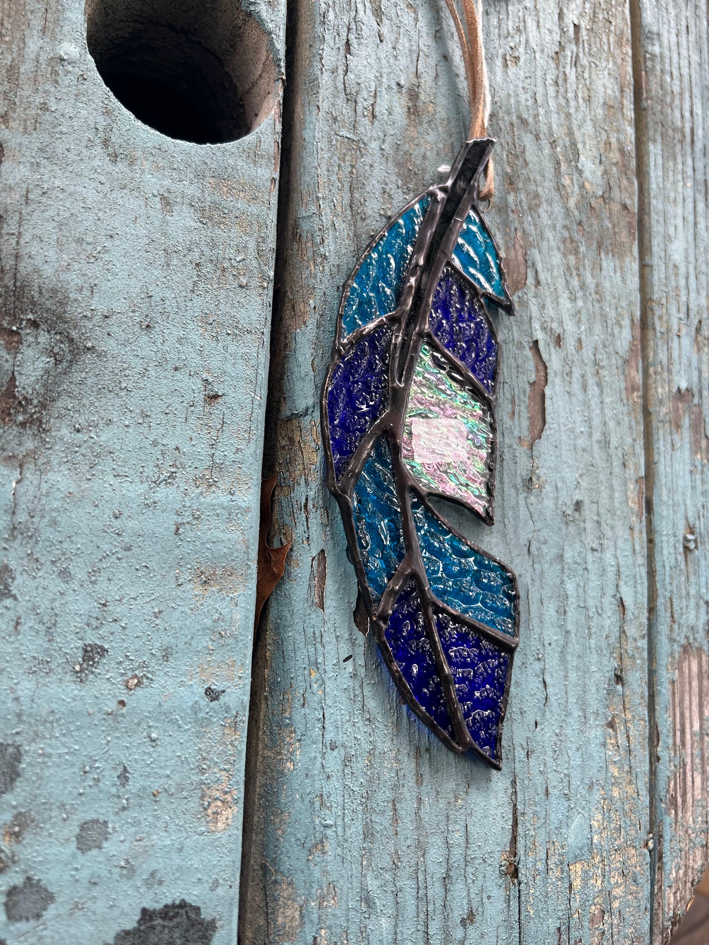 Blue Feather Stained Glass