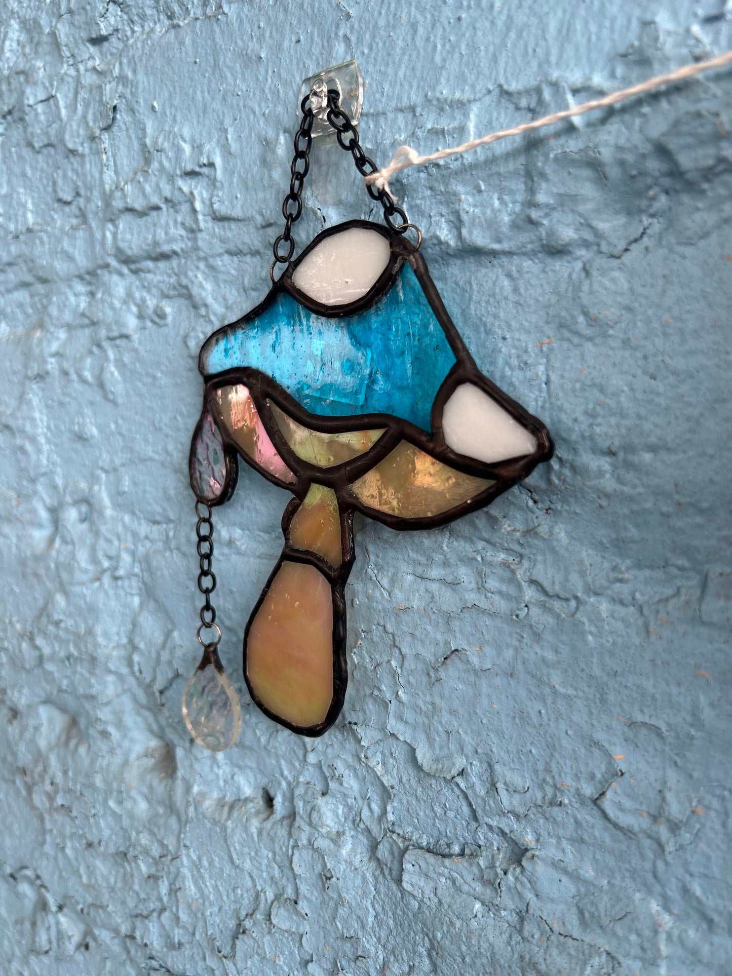 Mushroom Stained Glass with a Crystal