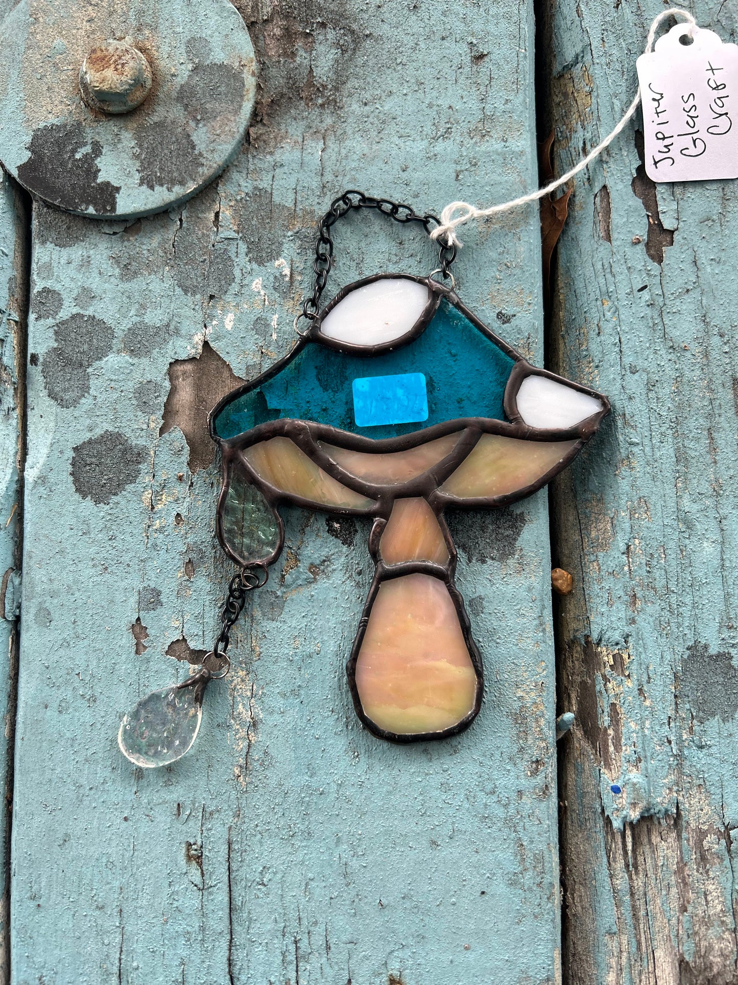 Mushroom Stained Glass with a Crystal