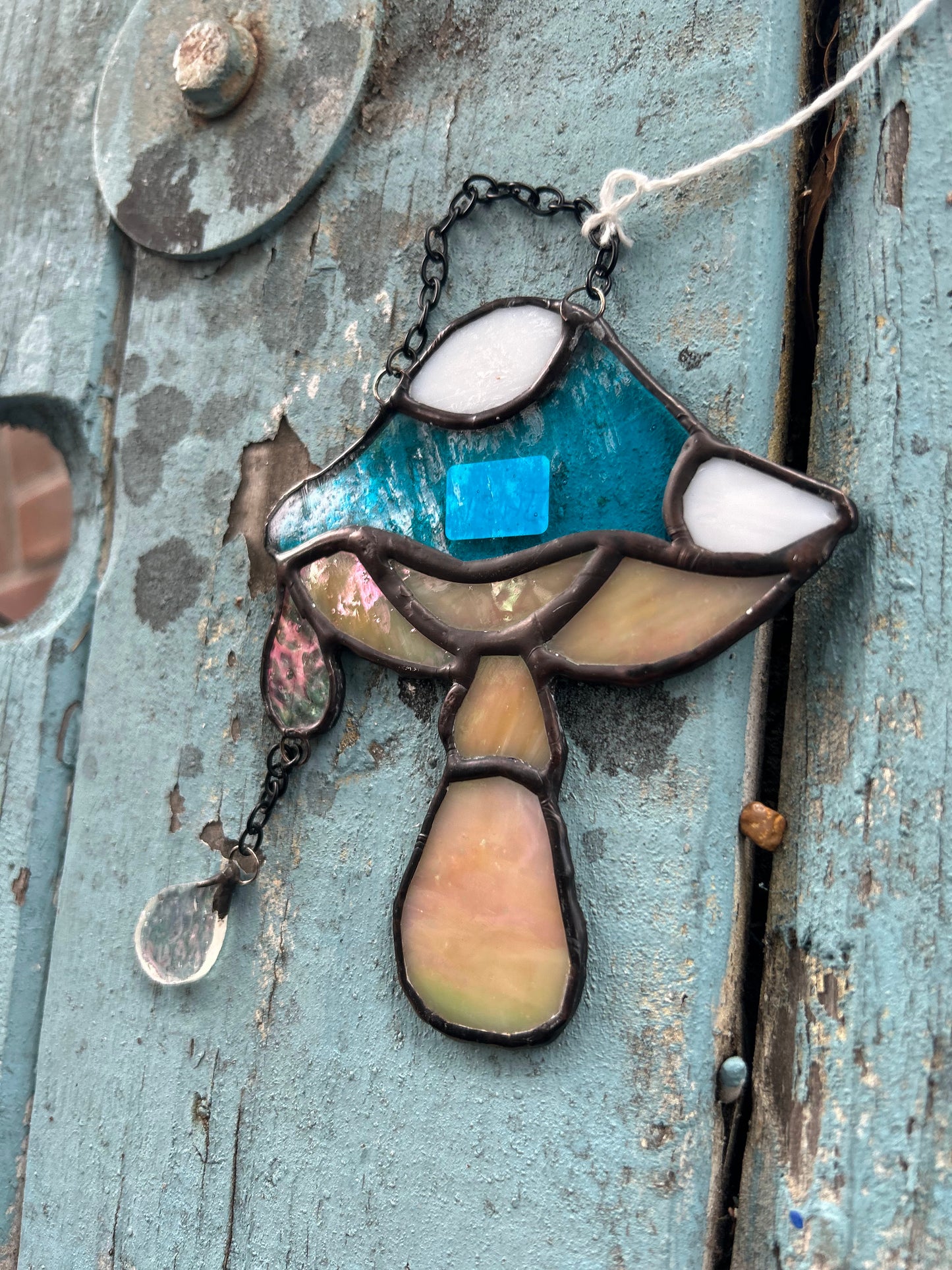 Mushroom Stained Glass with a Crystal