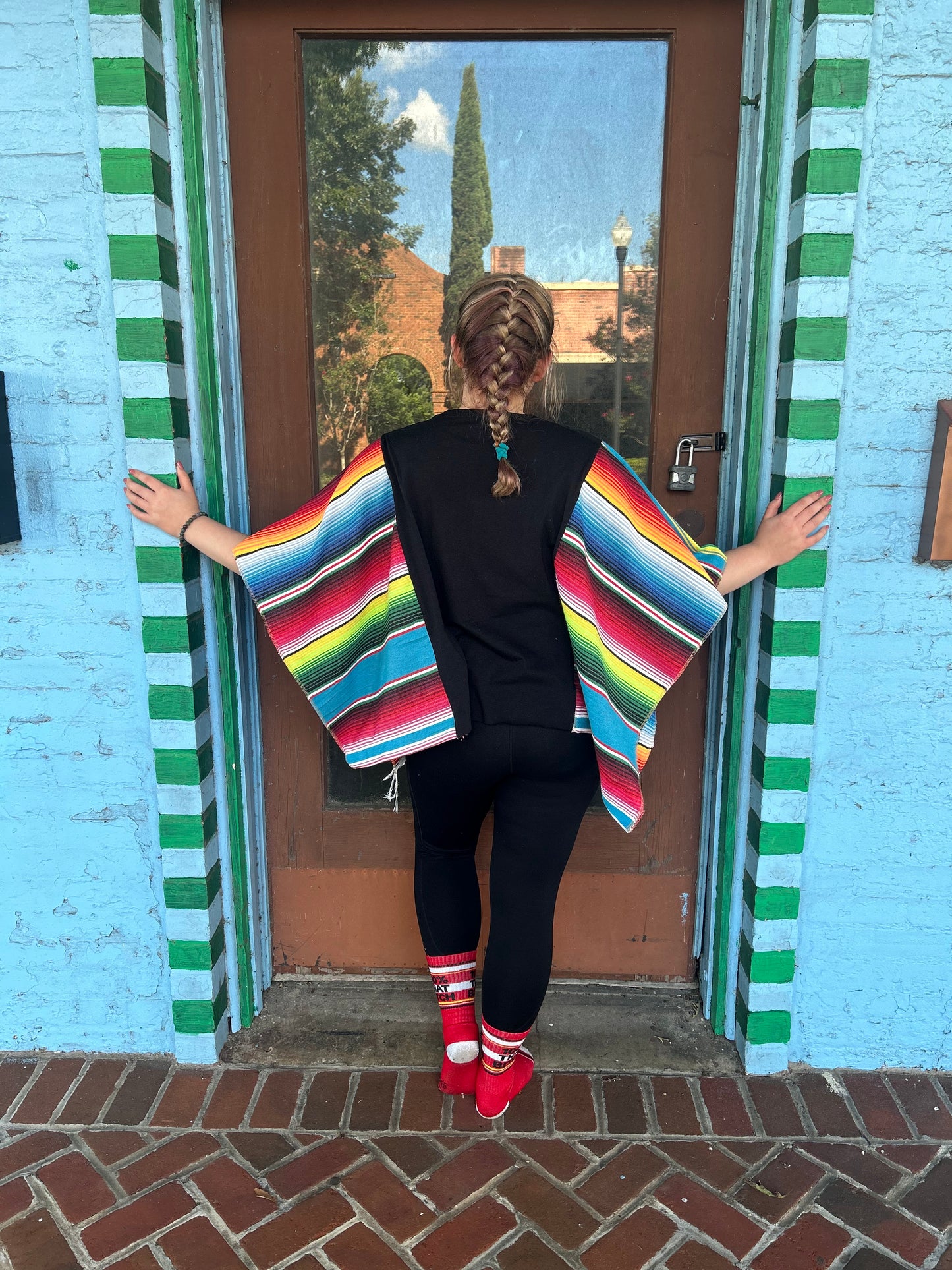 Evil Eye Mexican Serape Poncho