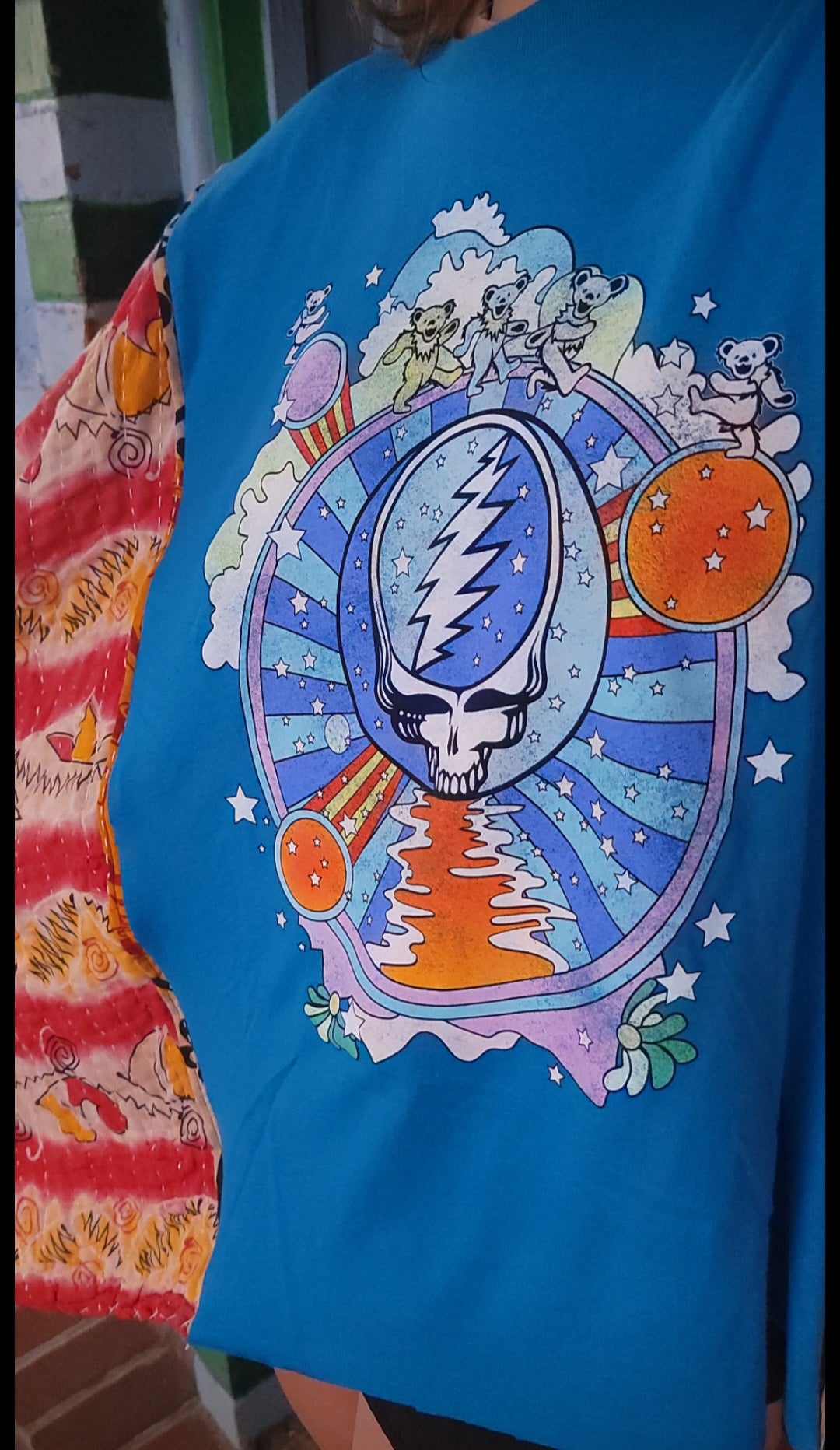 Grateful Dead Steal Your Face Kantha Poncho