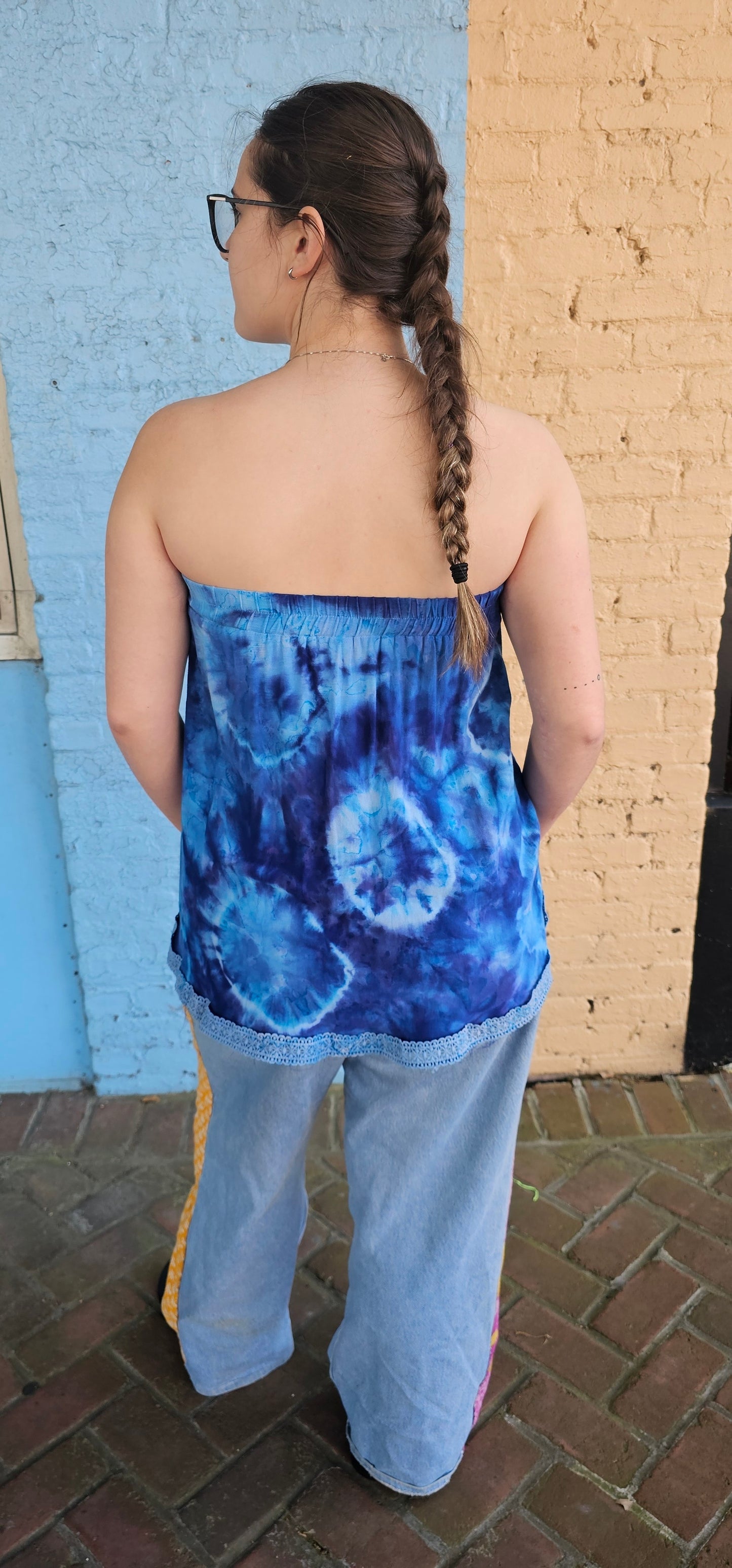 Strapless Hippie Top Indigo Tie Dye