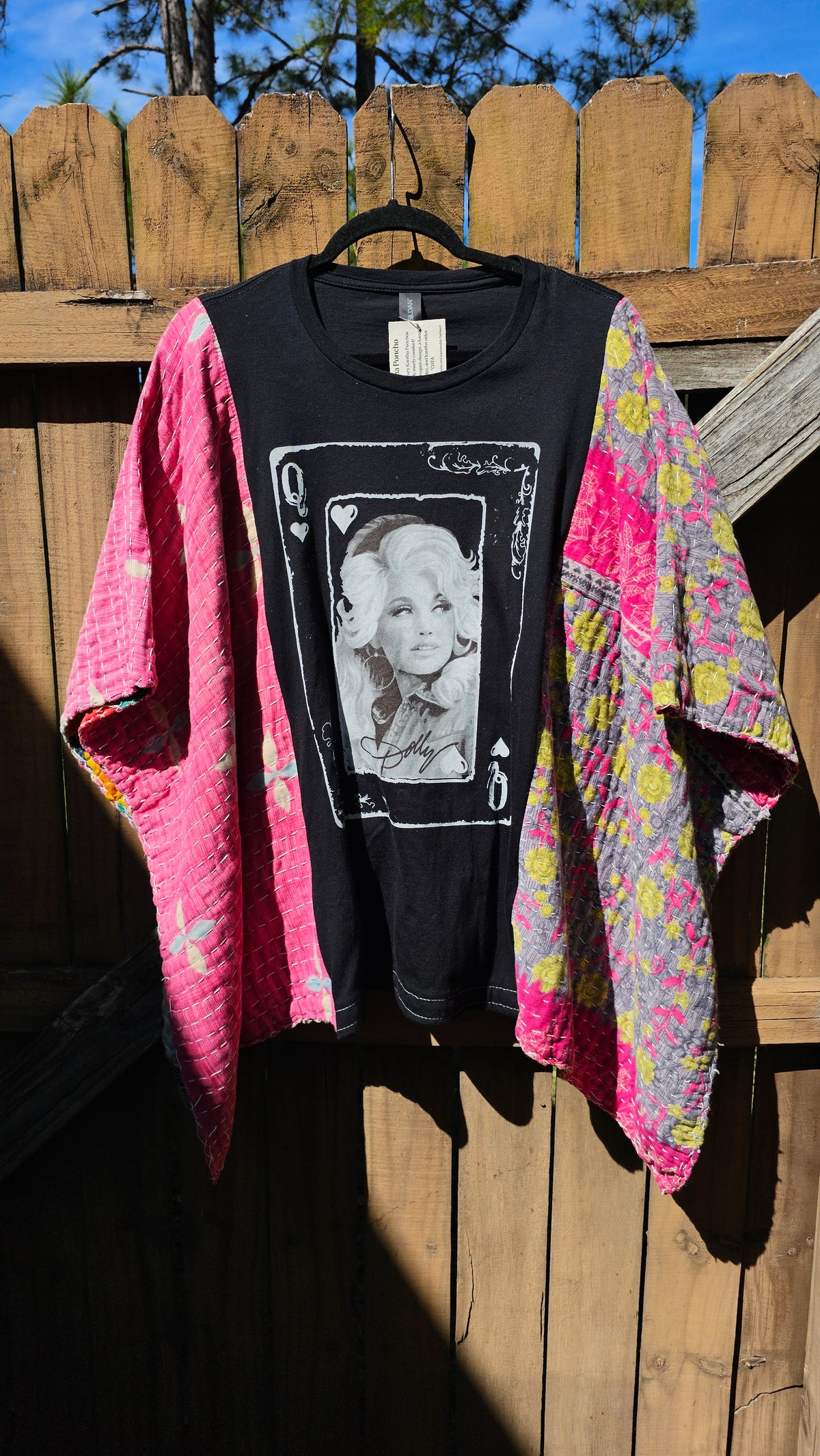 Dolly Parton Queen of Hearts Kantha Poncho