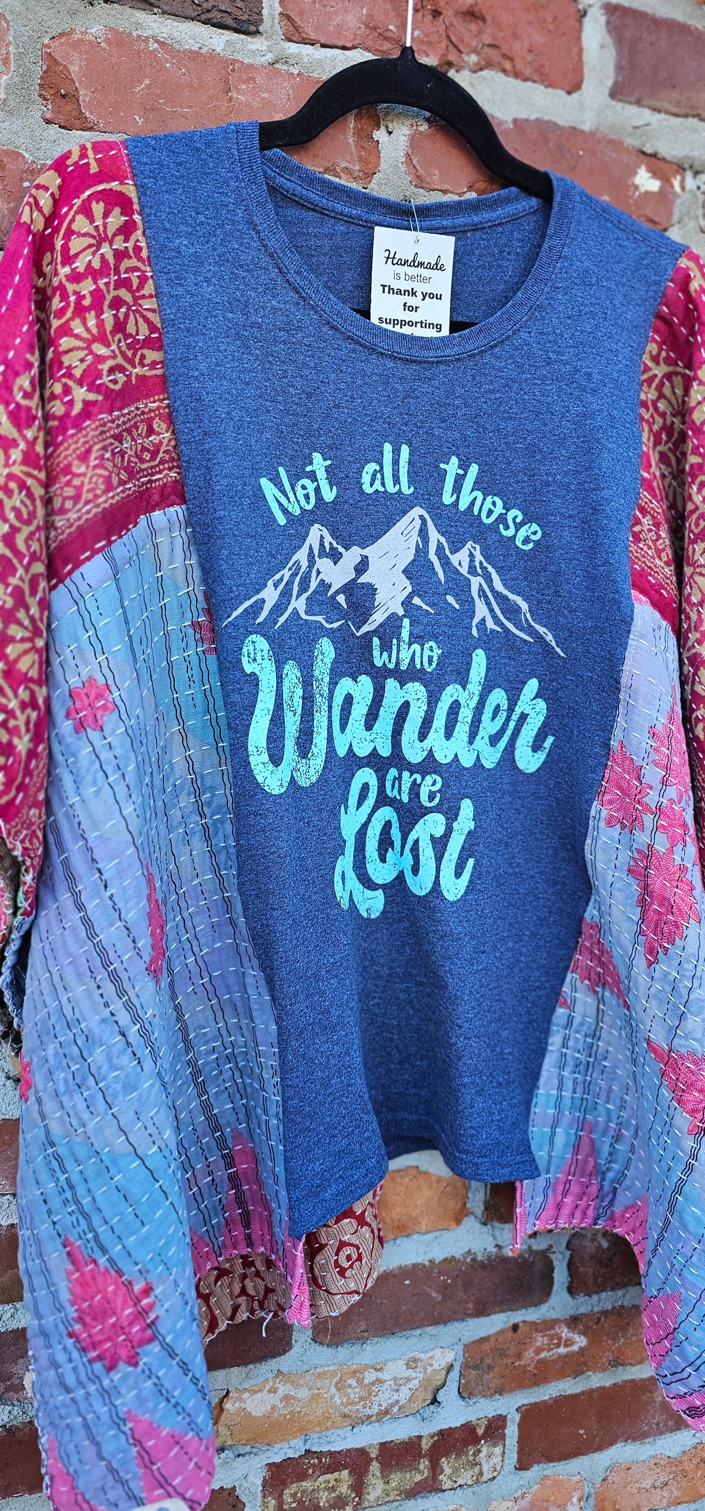 Not All Who Wander Are Lost Kantha Poncho
