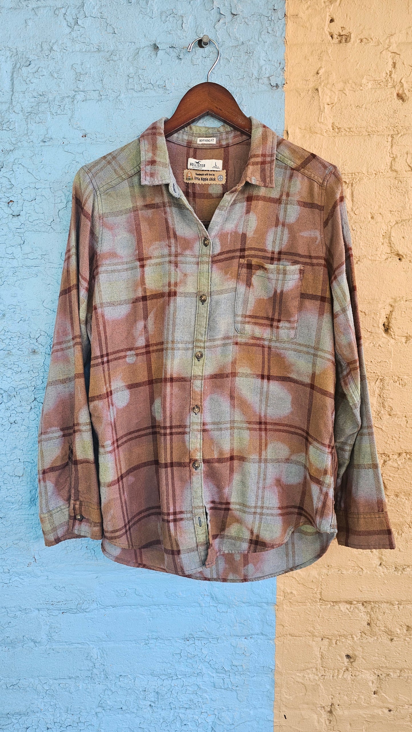 Post Malone Upcycled Bleached Flannel size LARGE #1373