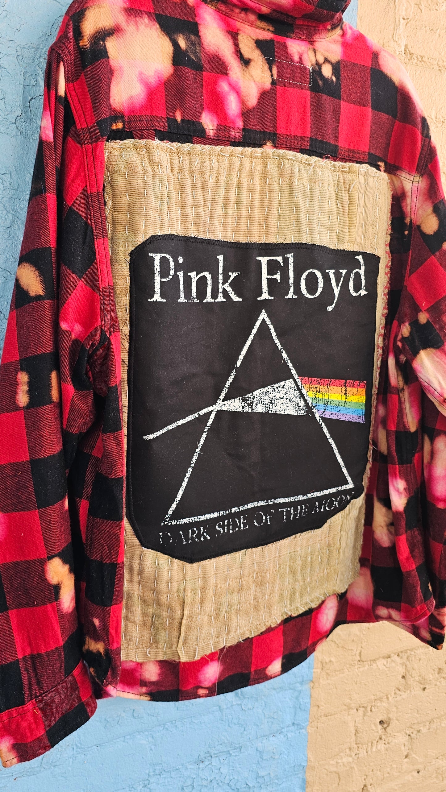 Pink Floyd Upcycled Bleached Flannel size 2XL #1377