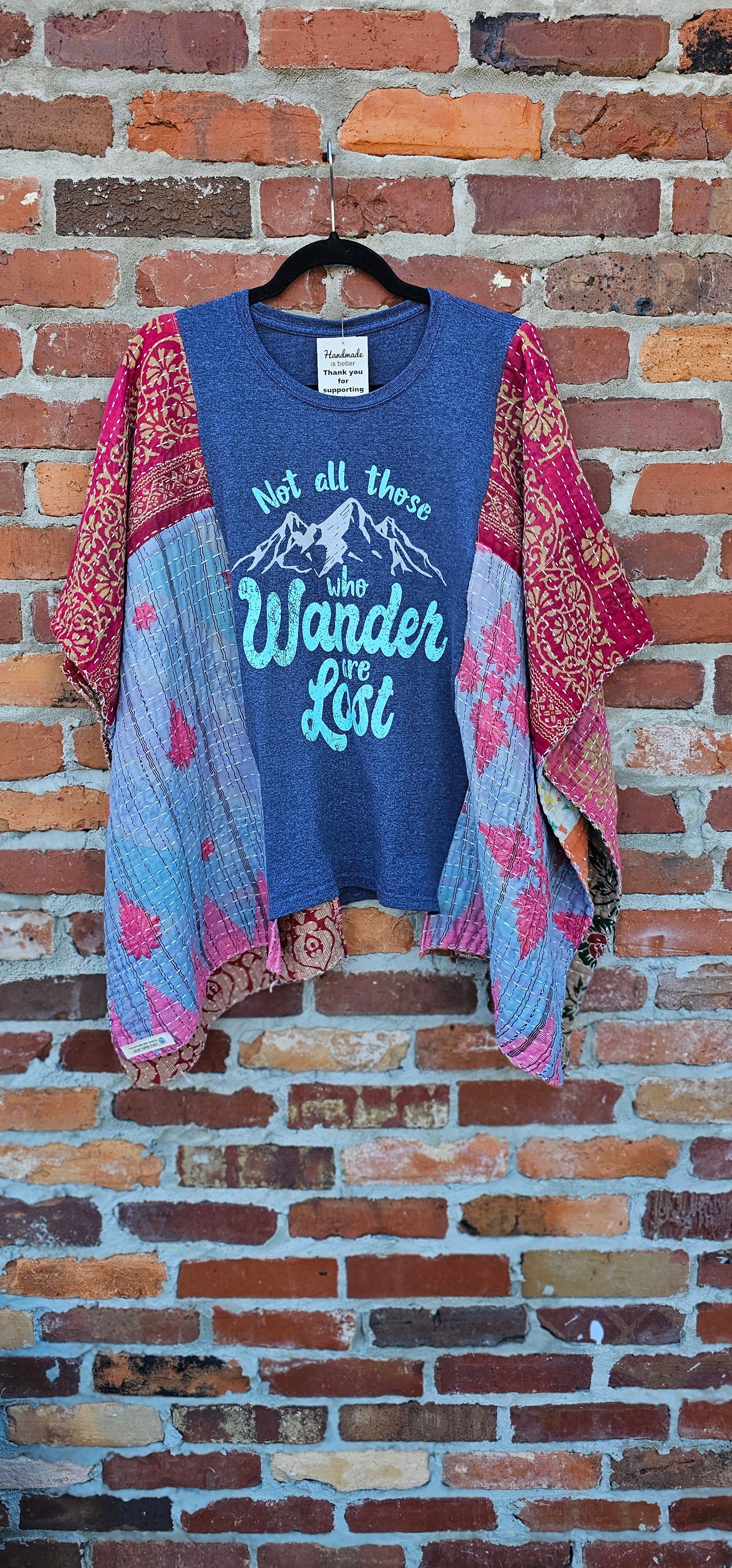 Not All Who Wander Are Lost Kantha Poncho