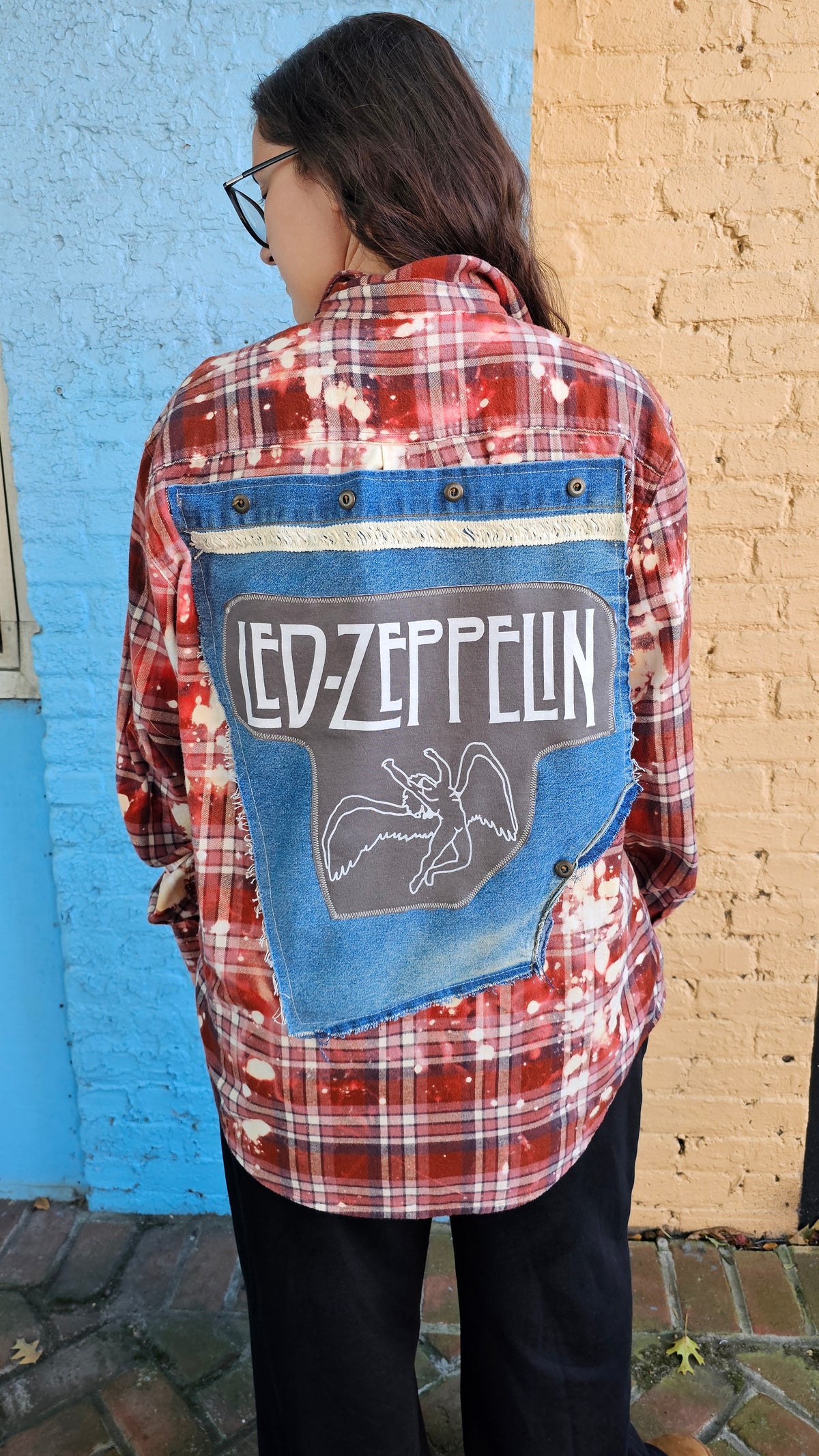 Led Zeppelin Bleached Flannel size Large #1505