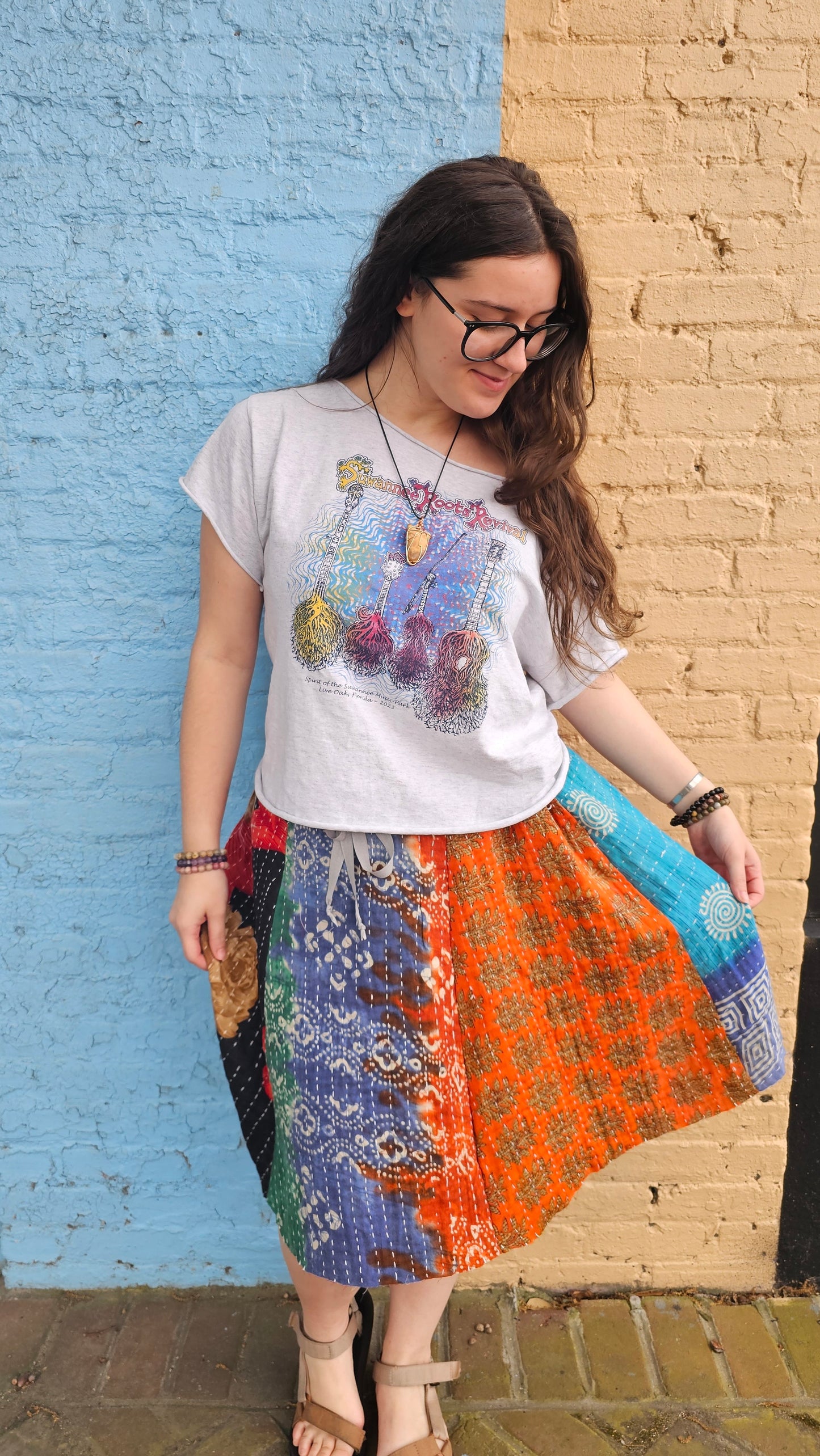Kantha Patchwork Skirt #1347 size L/XL