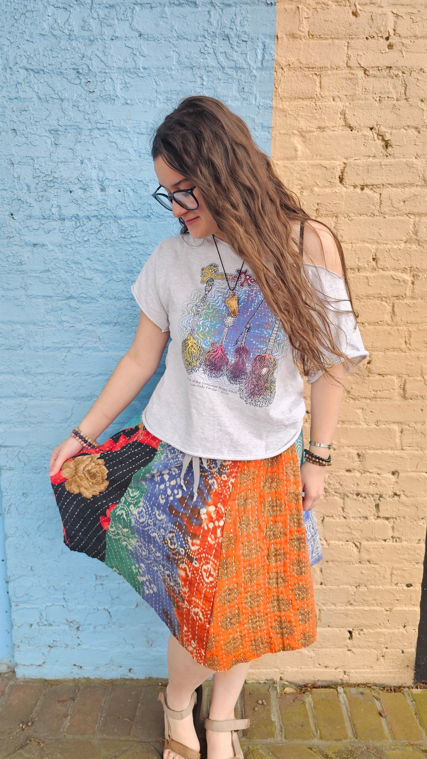 Kantha Patchwork Skirt #1347 size L/XL