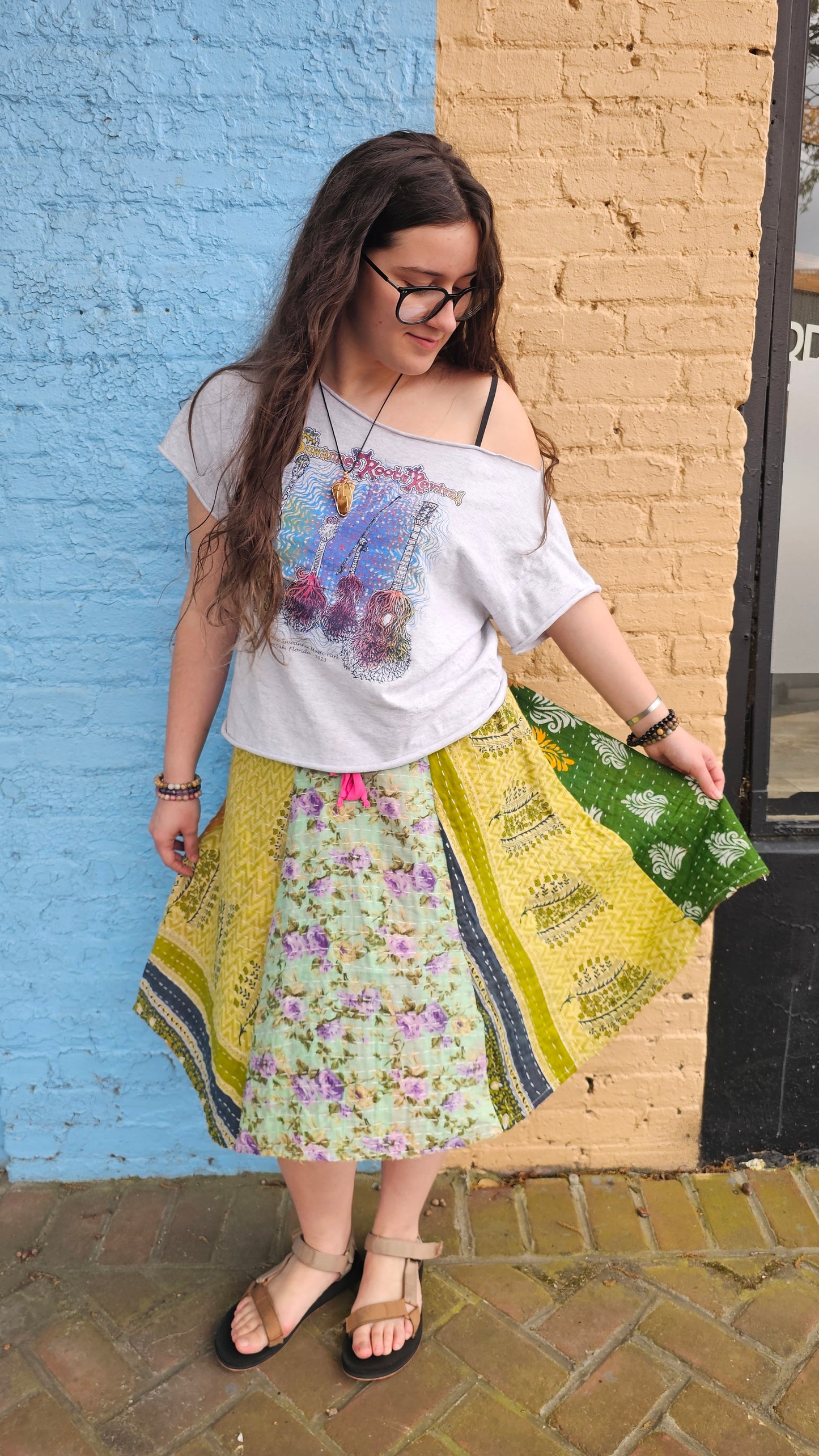 Kantha Patchwork Skirt #1348 size L/XL