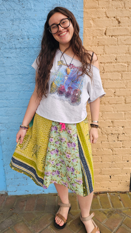 Kantha Patchwork Skirt #1348 size L/XL