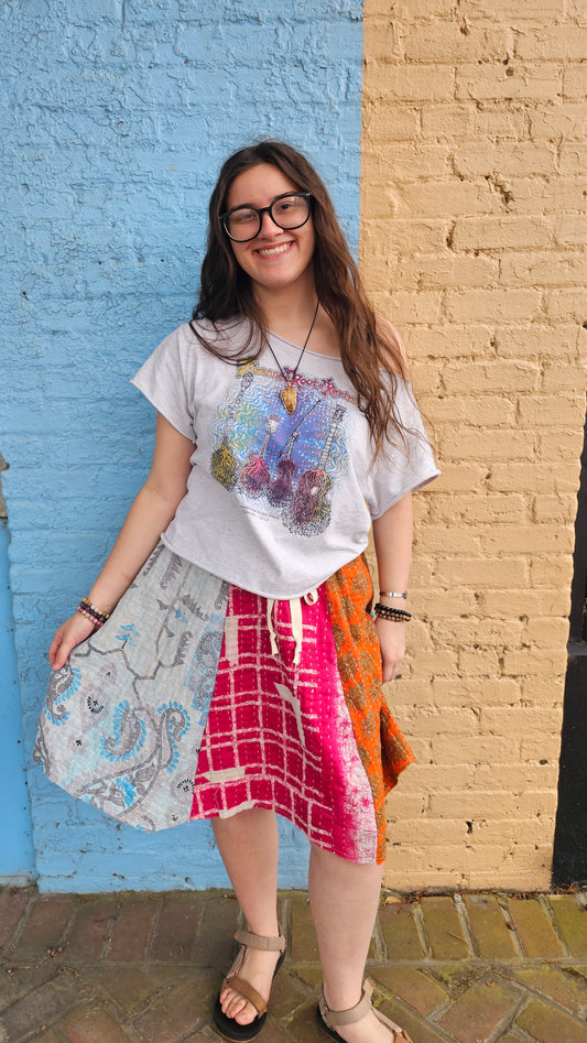 Kantha Patchwork Skirt #1351 size L/XL