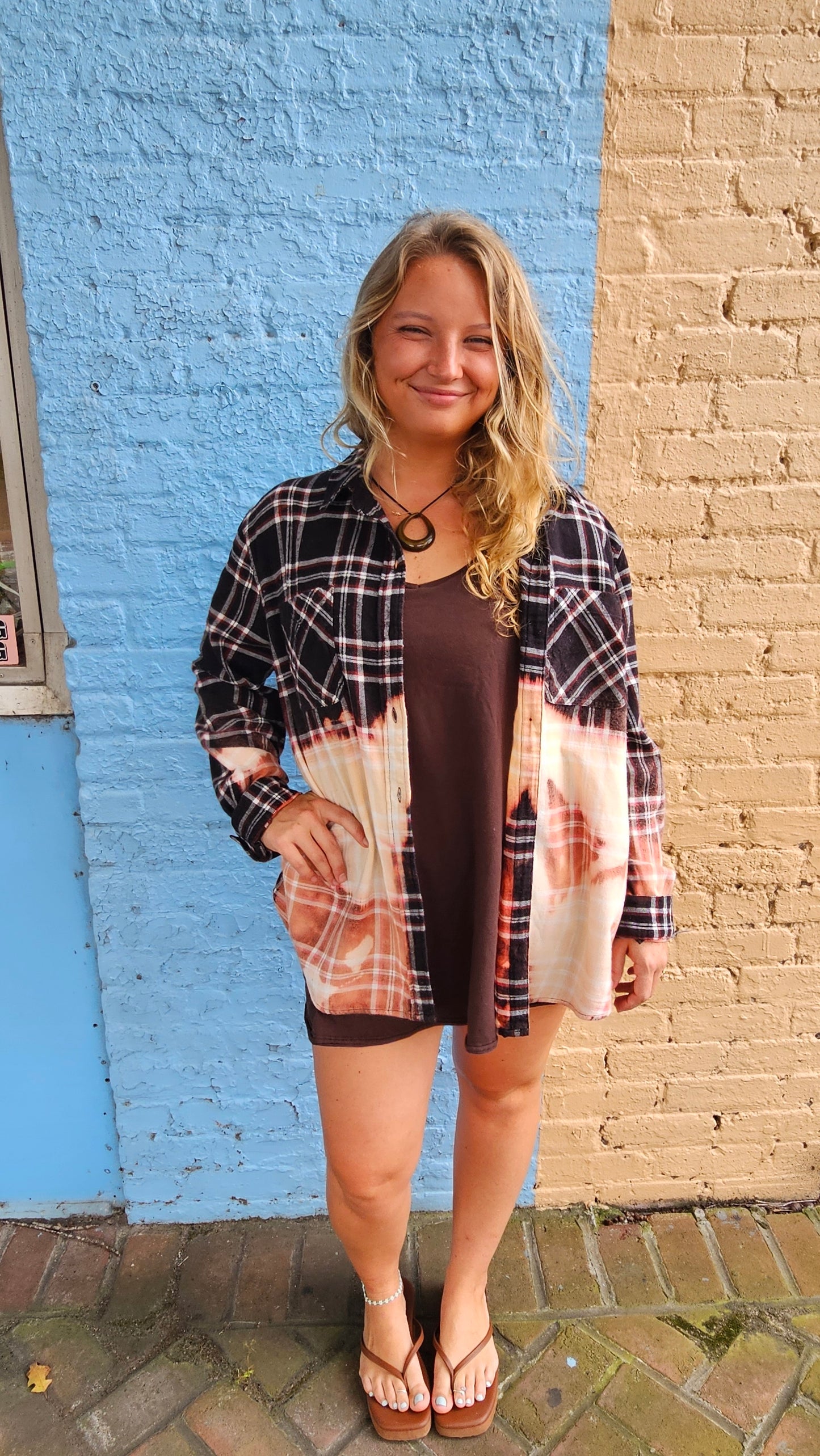 Post Malone Upcycled Bleached Flannel size Large #1469