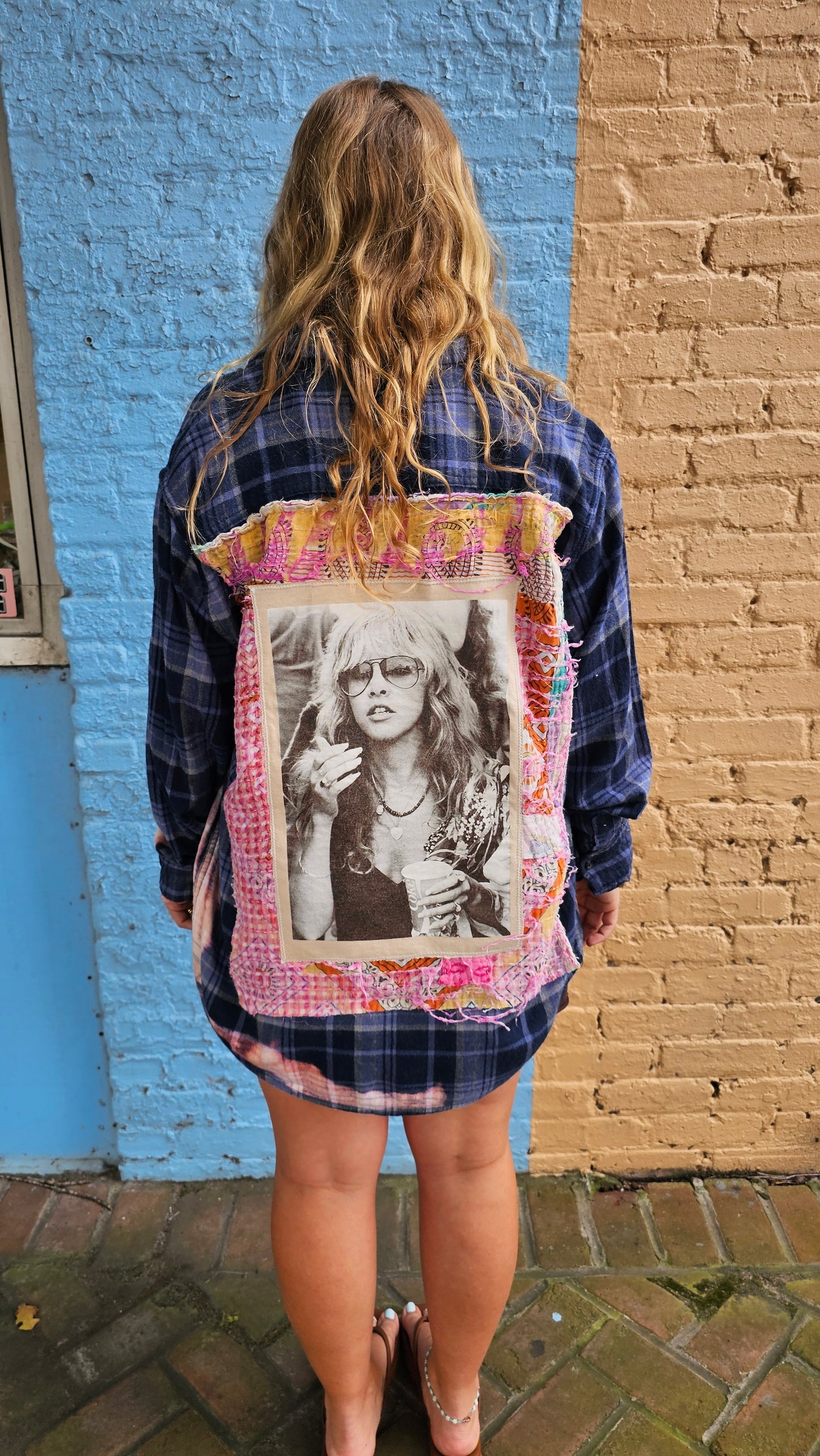 Stevie Nicks Upcycled Bleached Flannel size Medium/Large #1470